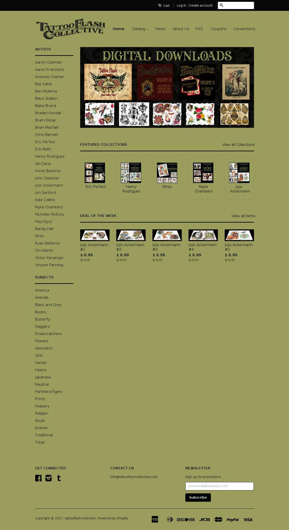 tattooflashcollective.com shopify website screenshot
