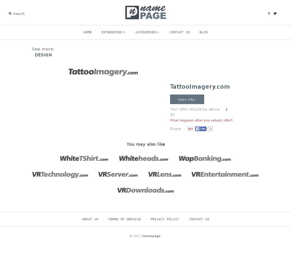 tattooimagery.com shopify website screenshot