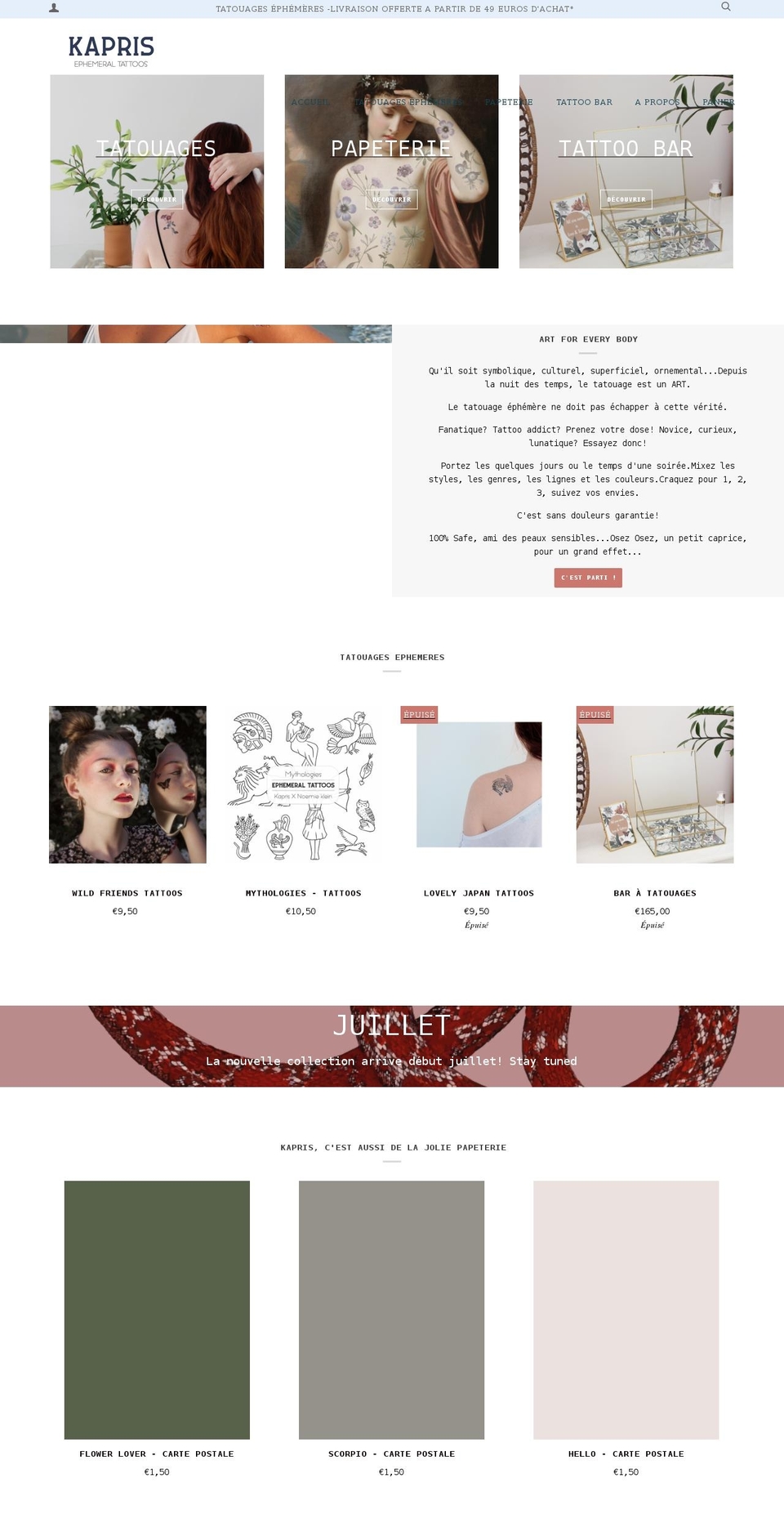 tattookapris.com shopify website screenshot