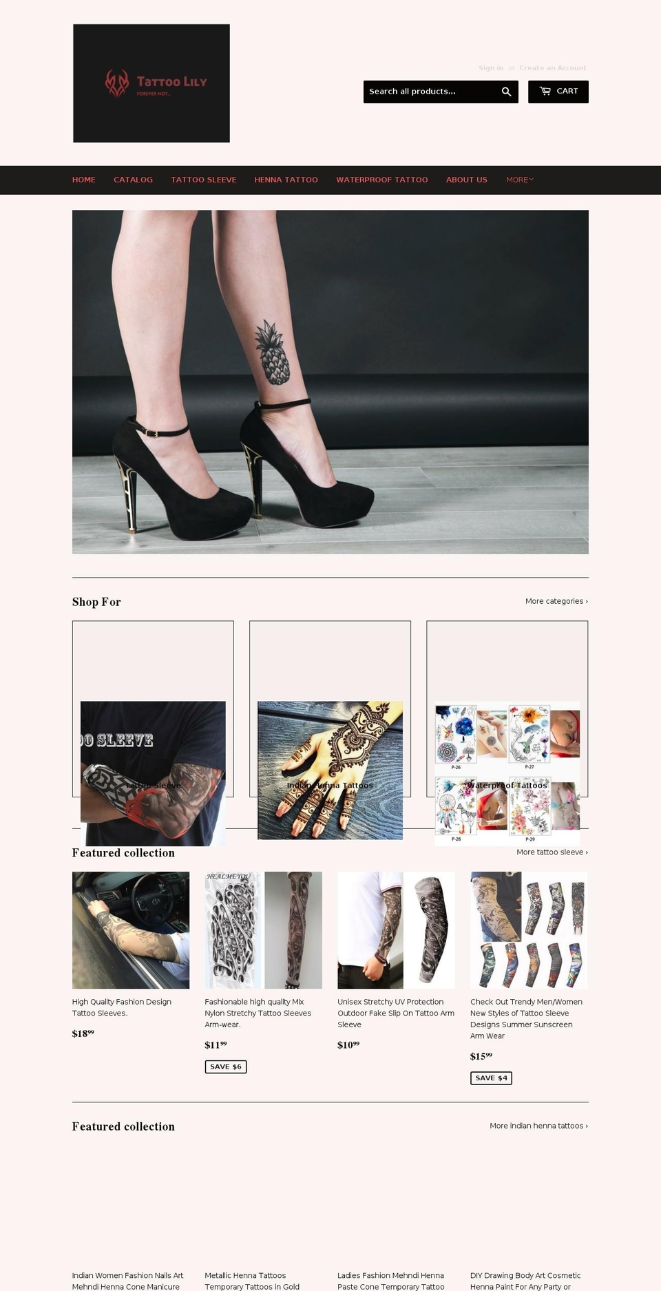 tattoolily.com shopify website screenshot