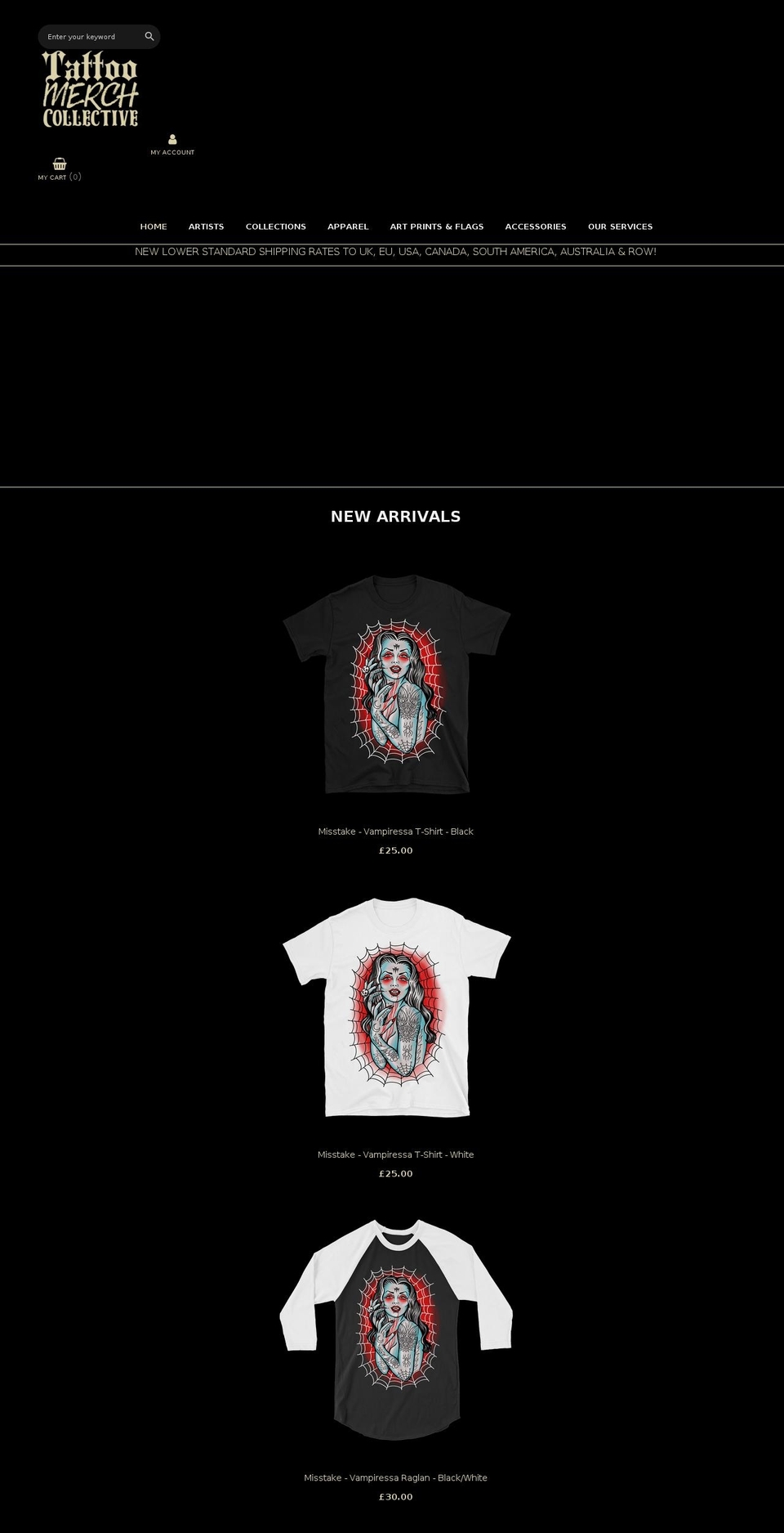 tattoomerchcollective.com shopify website screenshot