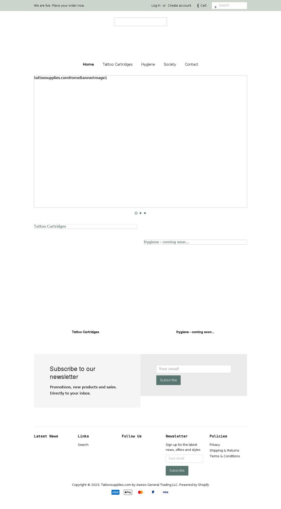 tattoosupplies.com shopify website screenshot