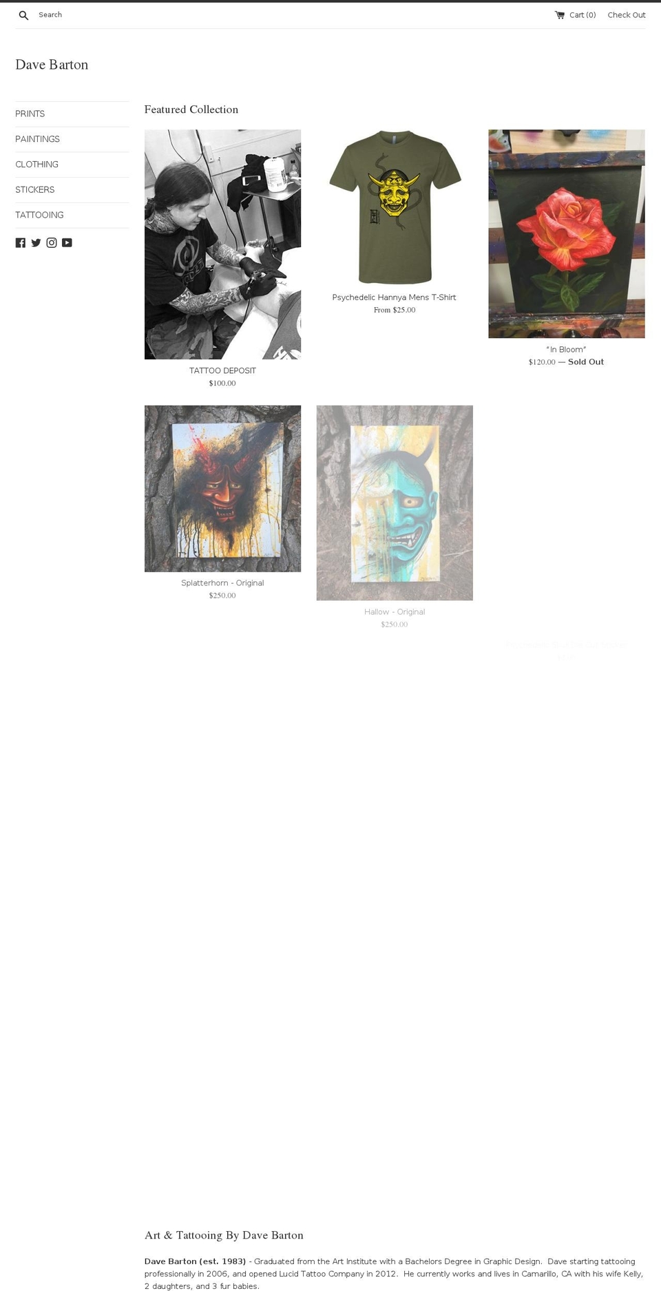 tattootabernacle.com — Shopify storefront screenshot