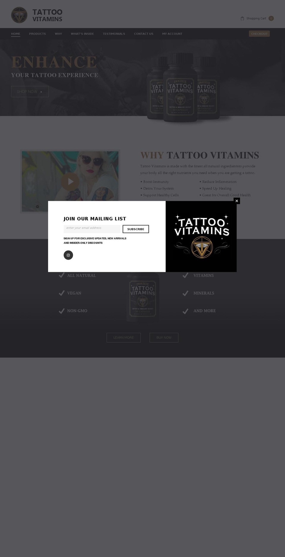 tattoovitamins.com — Shopify storefront screenshot