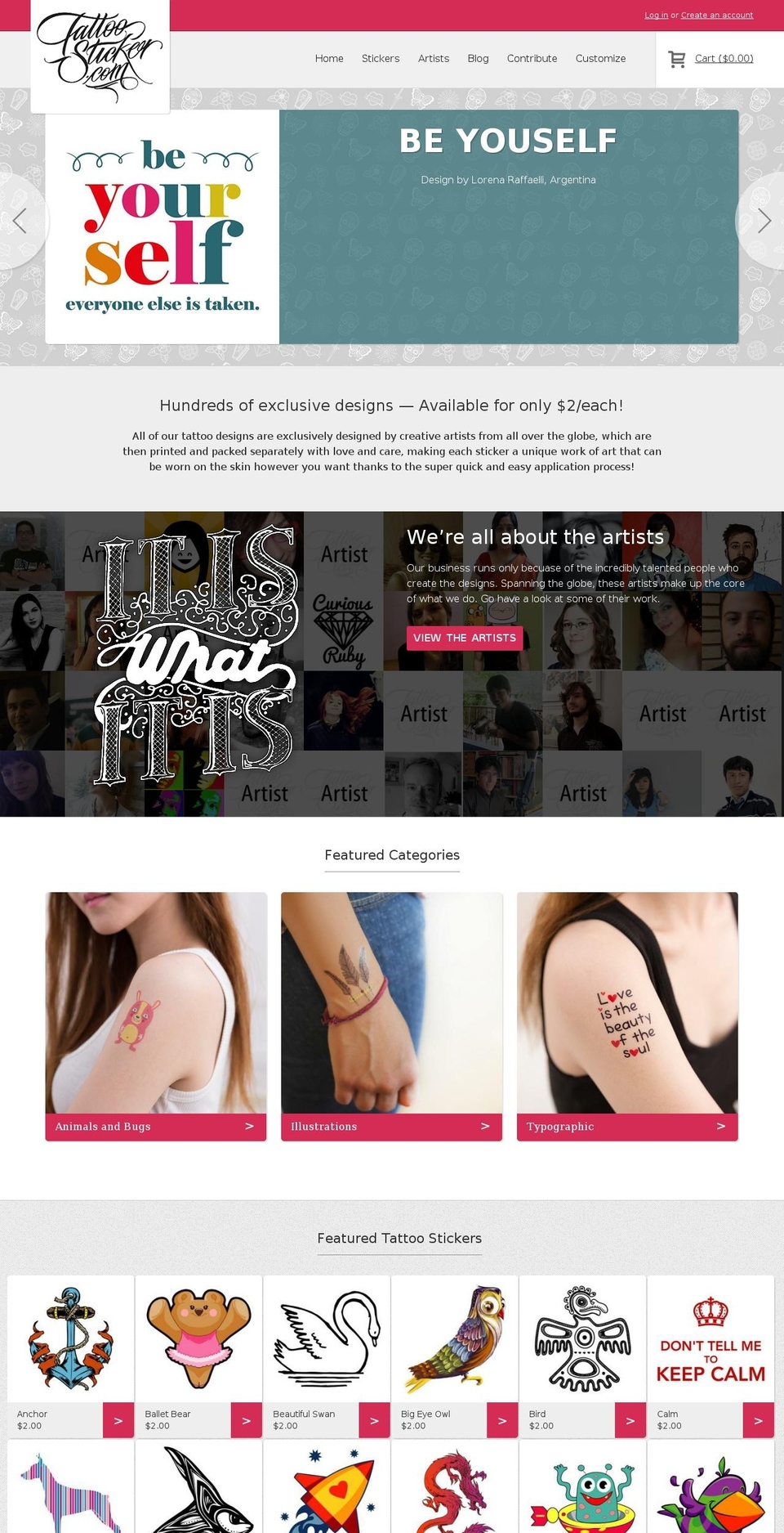 tattsticker.com shopify website screenshot