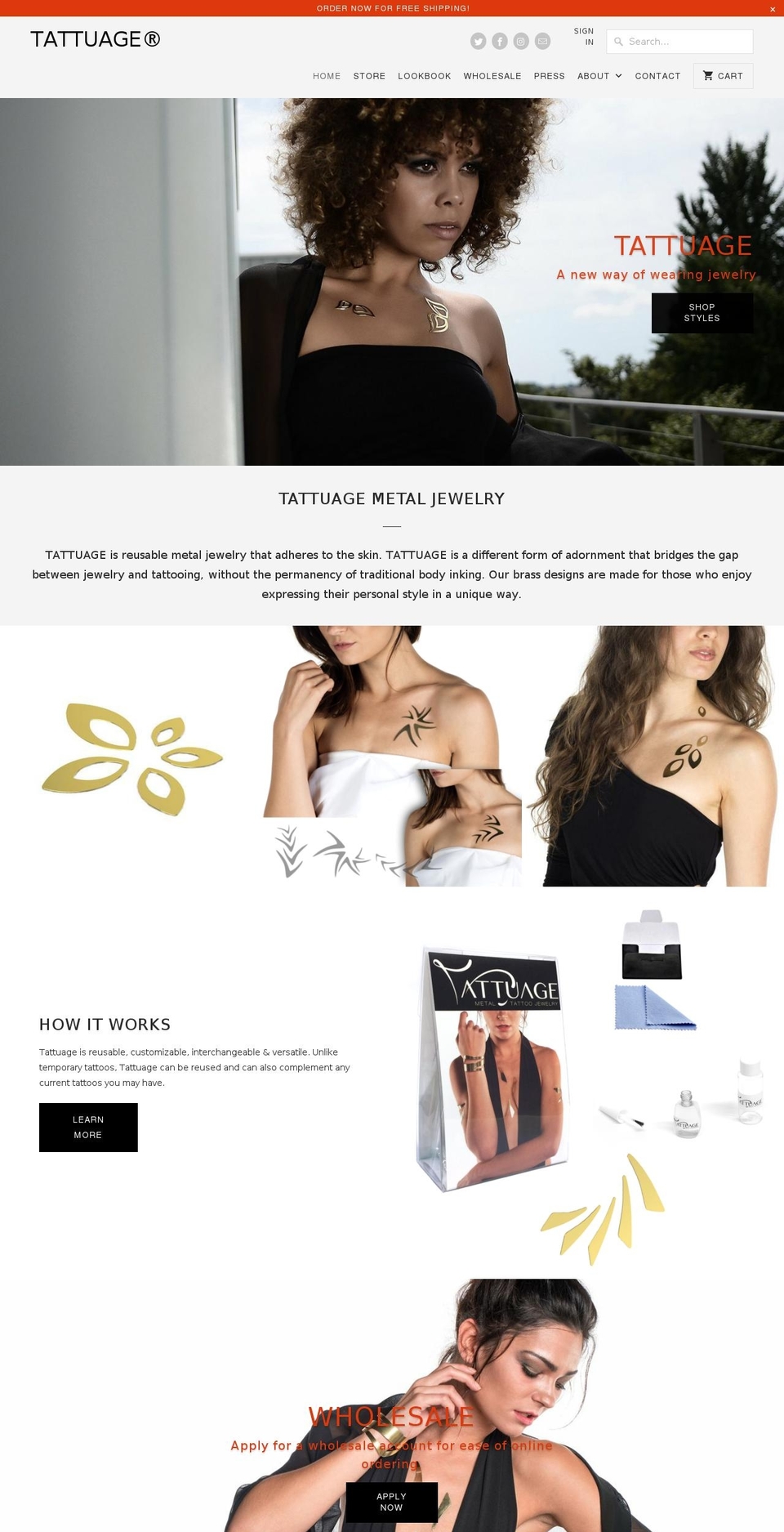 tattuagejewelry.com — Shopify storefront screenshot