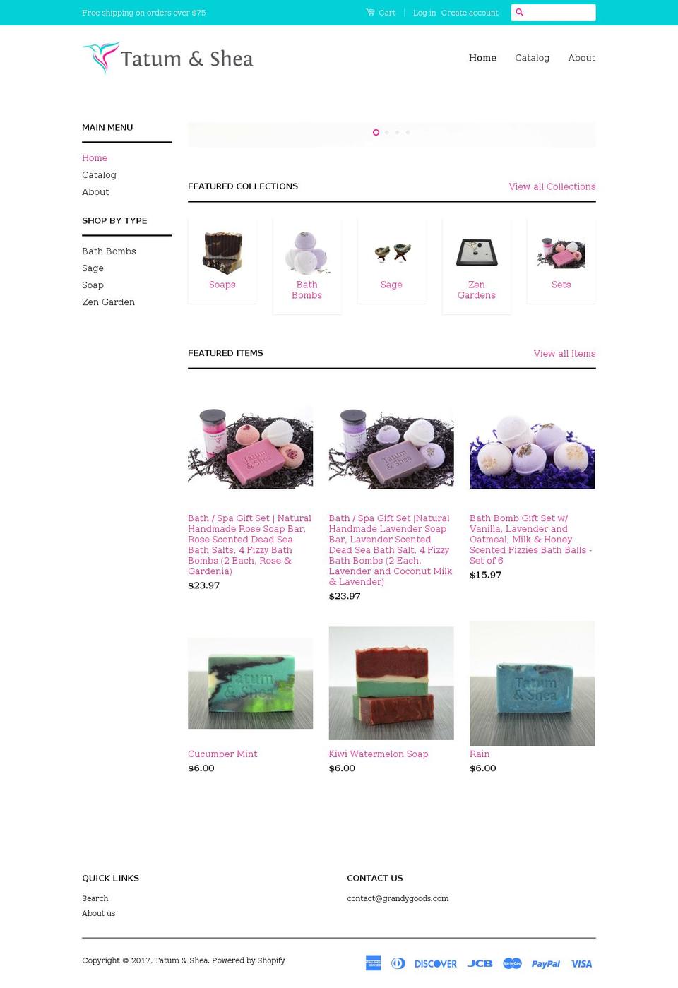 tatumandshea.com shopify website screenshot