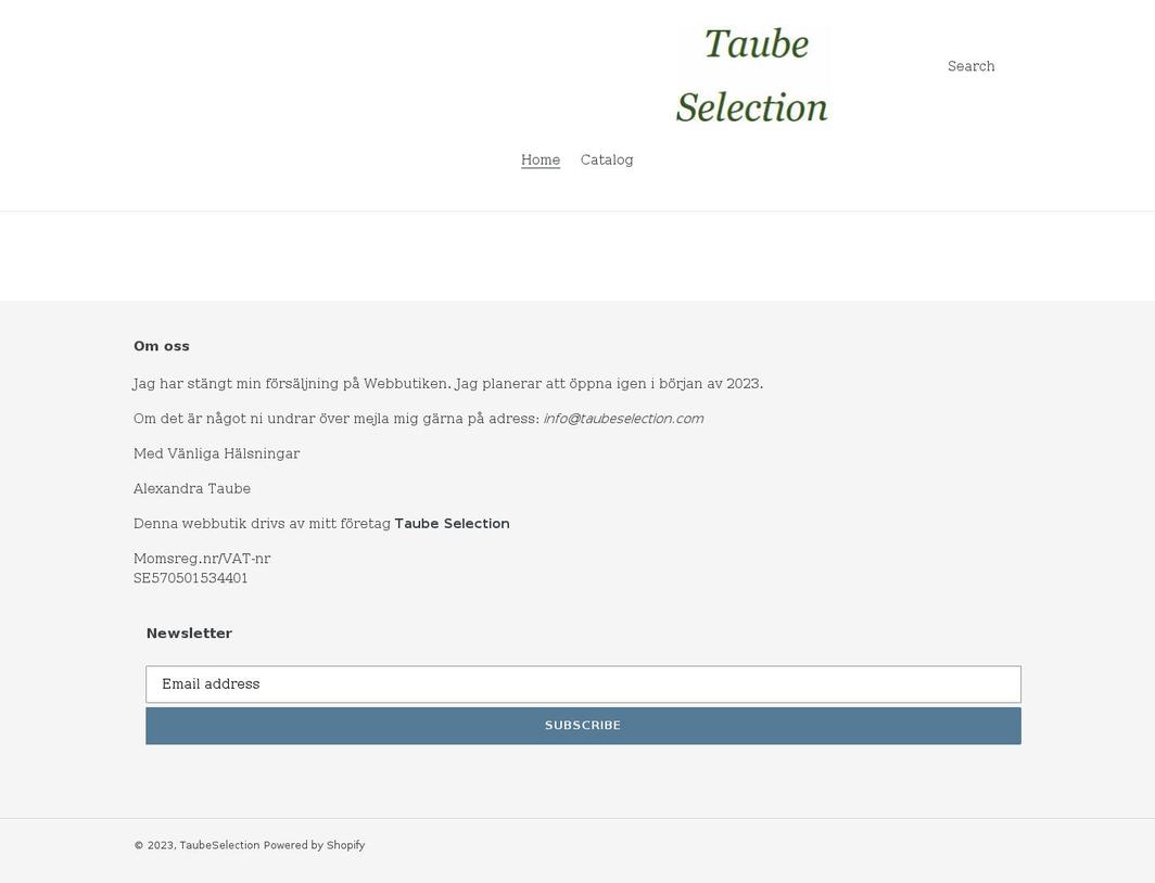 taubeselection.com shopify website screenshot