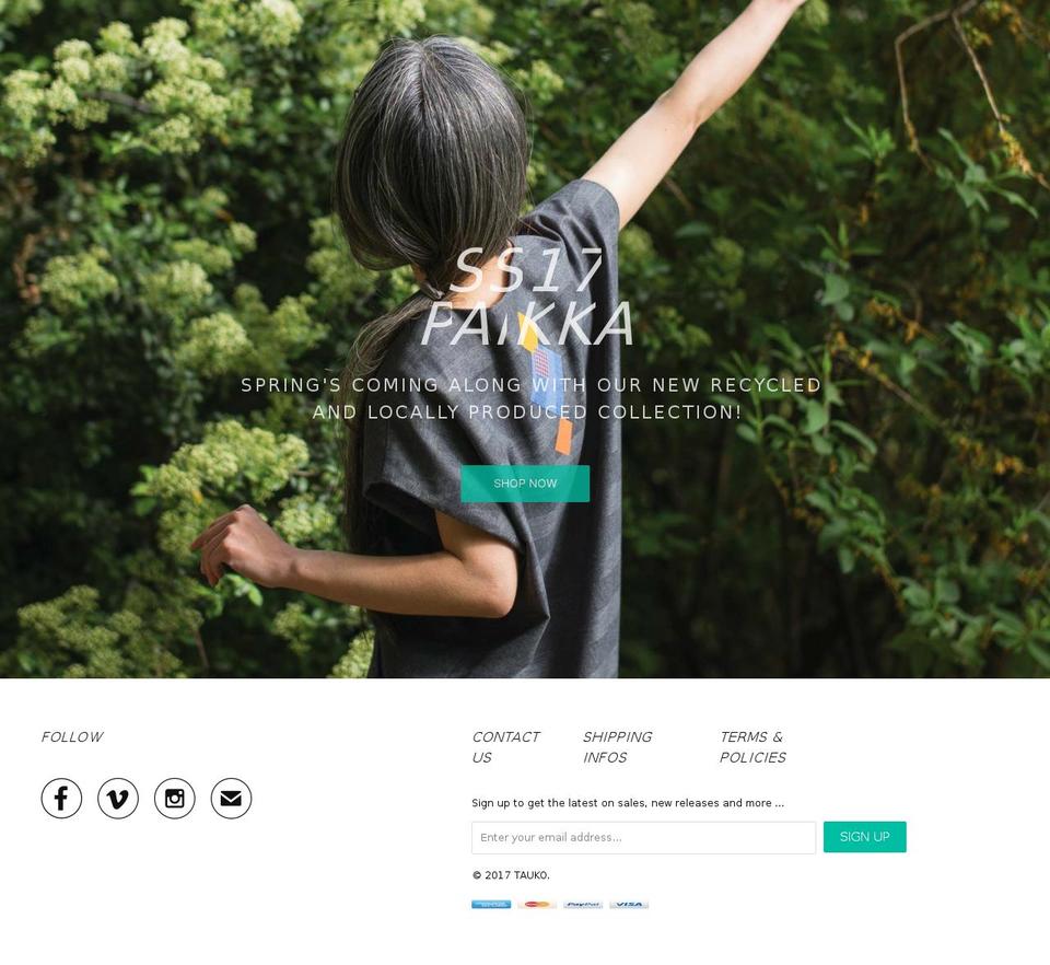 taukodesign.com shopify website screenshot