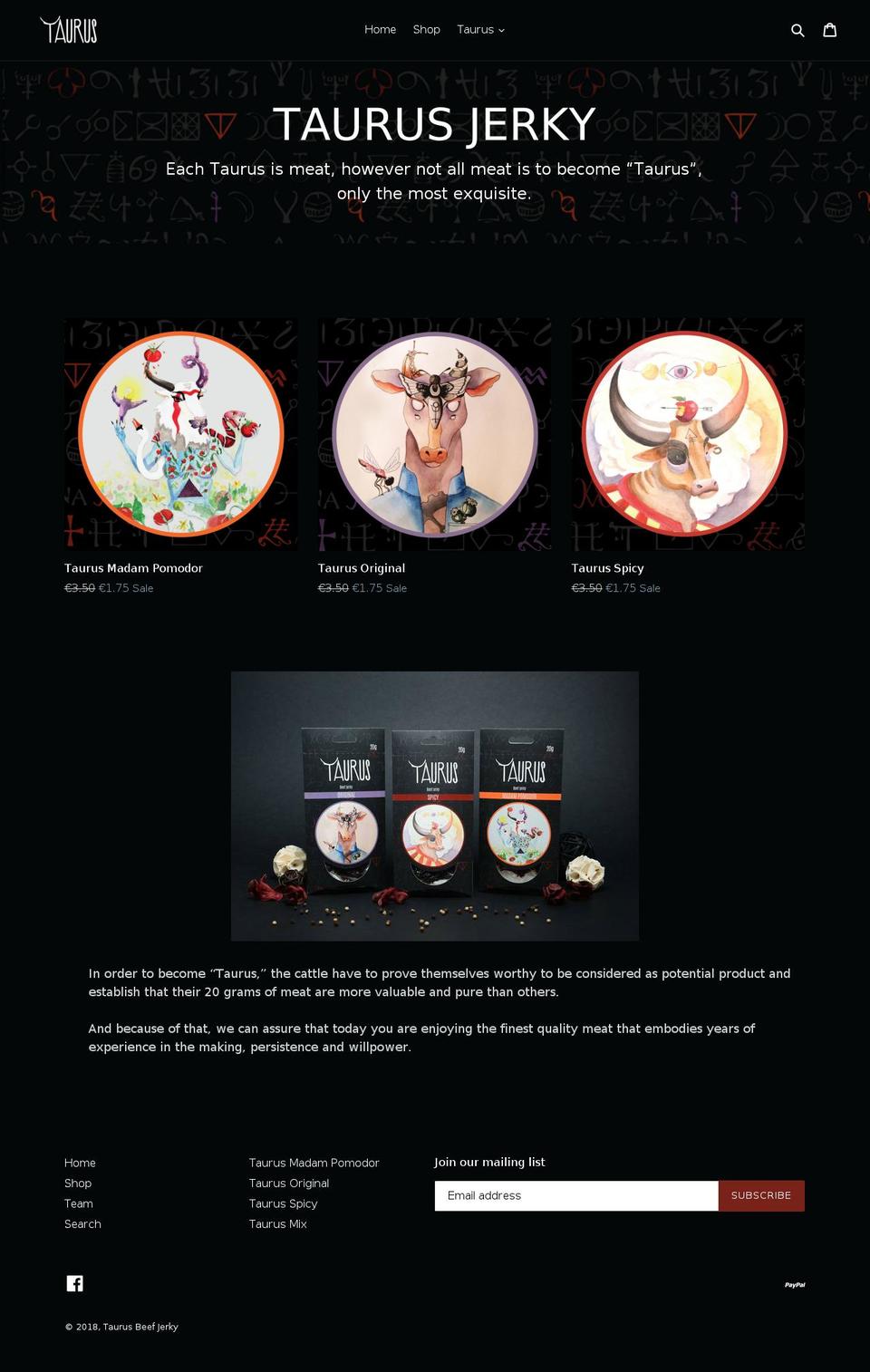 taurus-beef-jerky.com — Shopify storefront screenshot