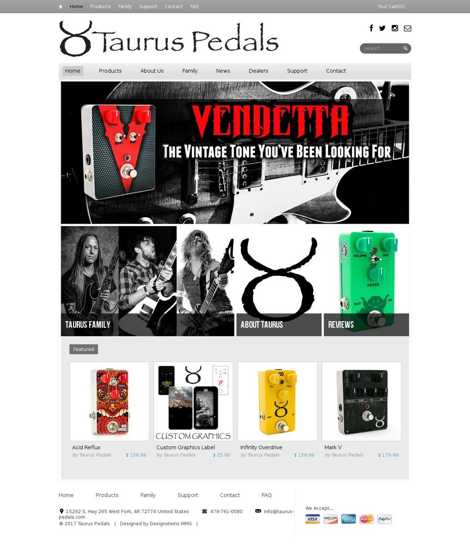 taurus-pedals.com shopify website screenshot