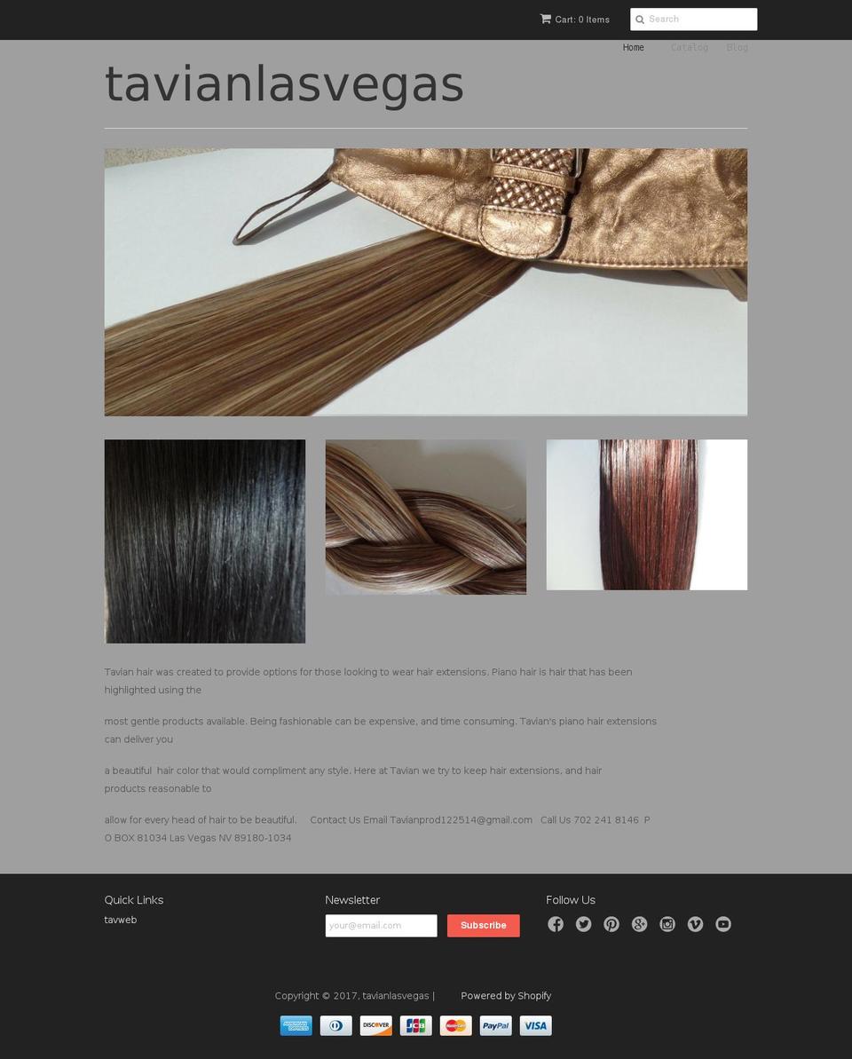 tavianlasvegas.com shopify website screenshot