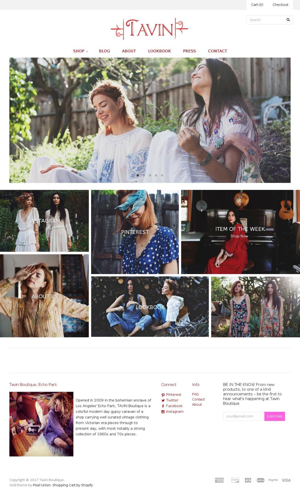 tavinboutique.com shopify website screenshot