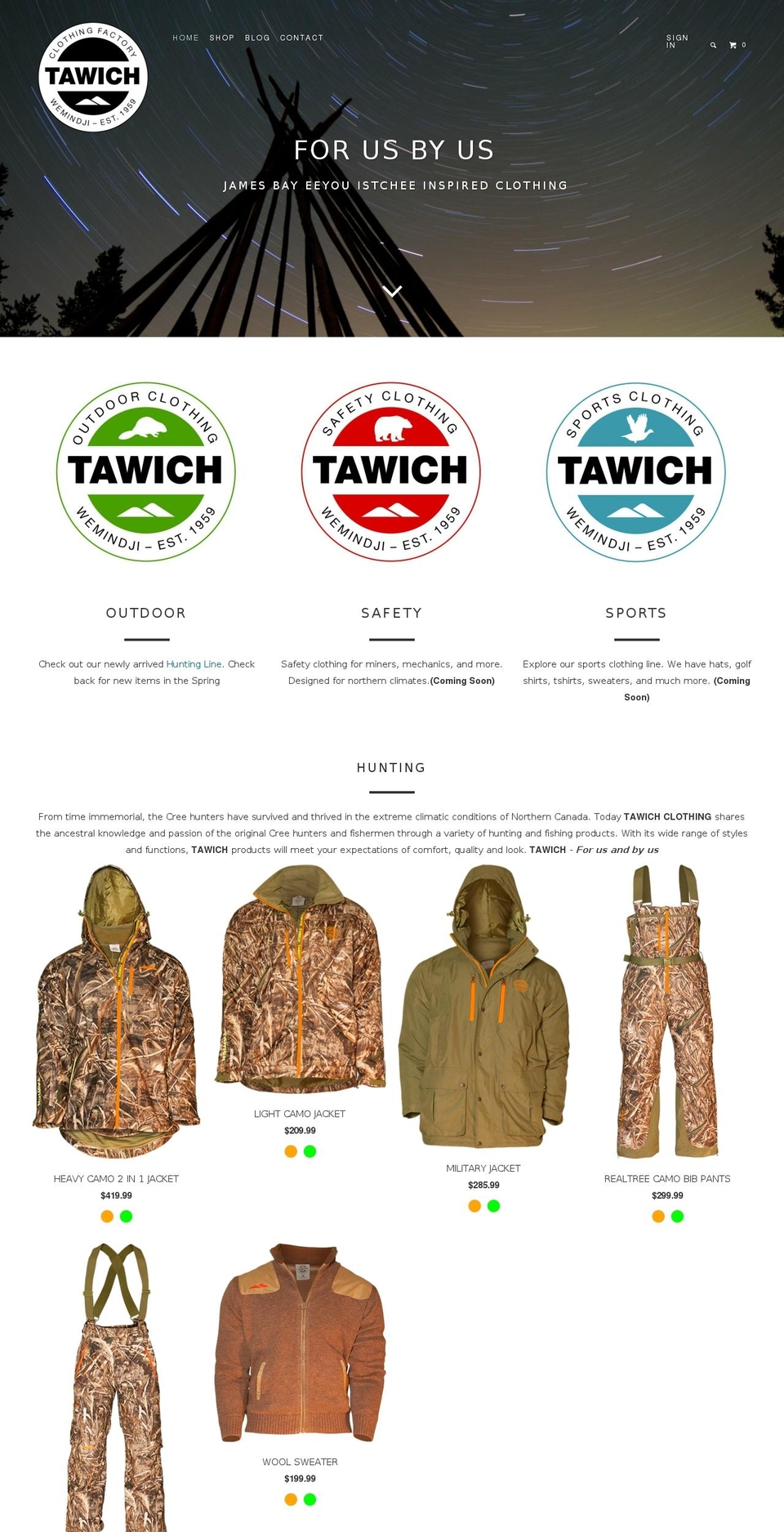 tawichclothing.com — Shopify storefront screenshot
