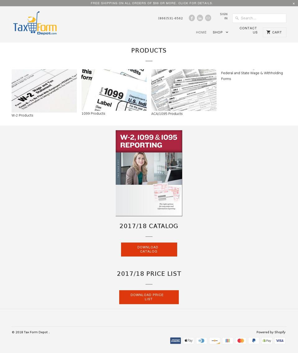 taxformdepot.com — Shopify storefront screenshot