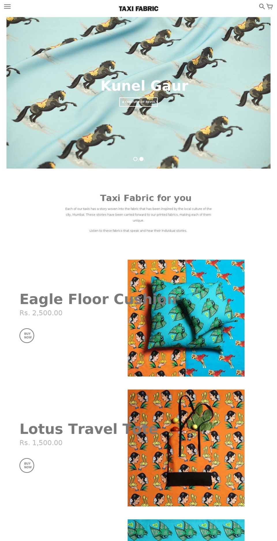 taxifabric.in shopify website screenshot