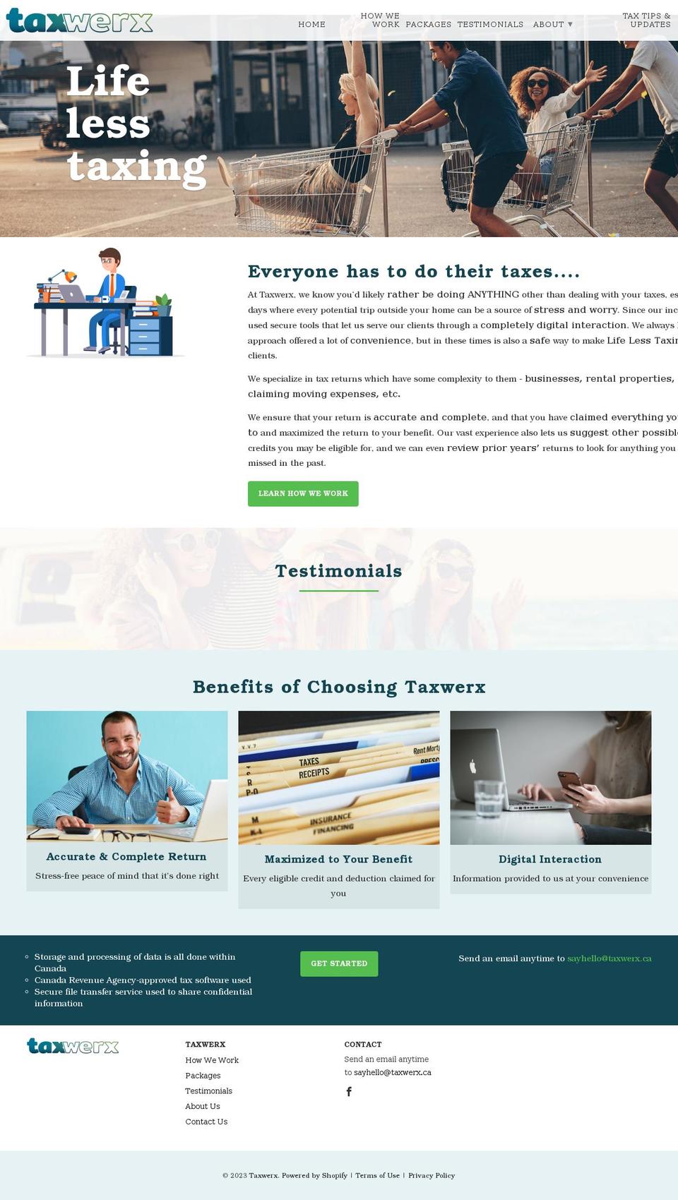 taxwerx.ca shopify website screenshot