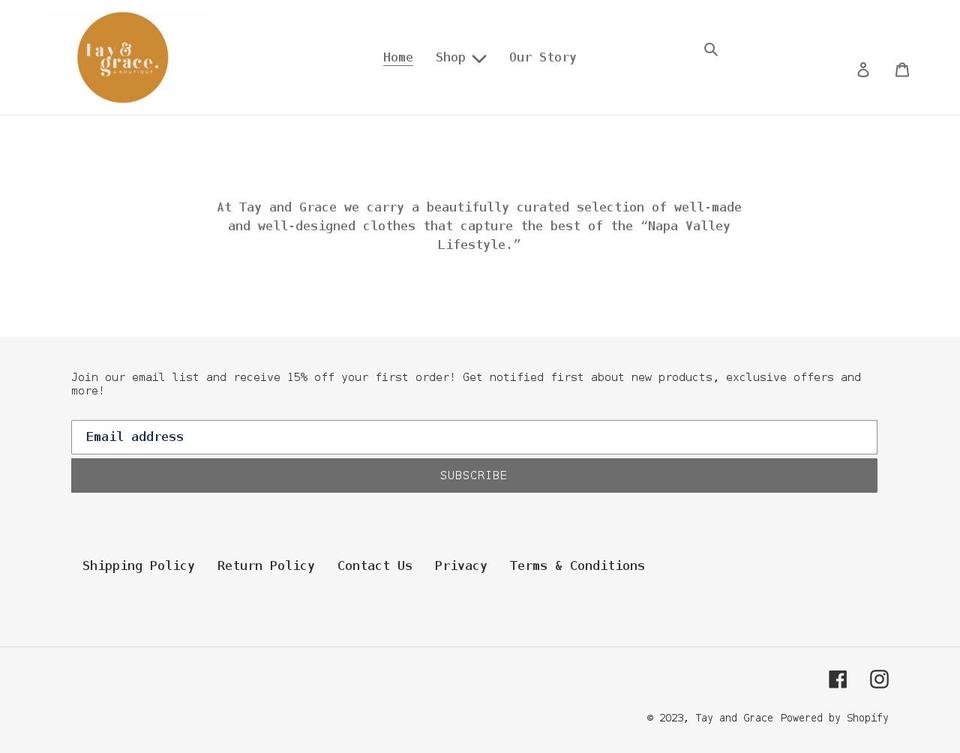 tayandgrace.com shopify website screenshot