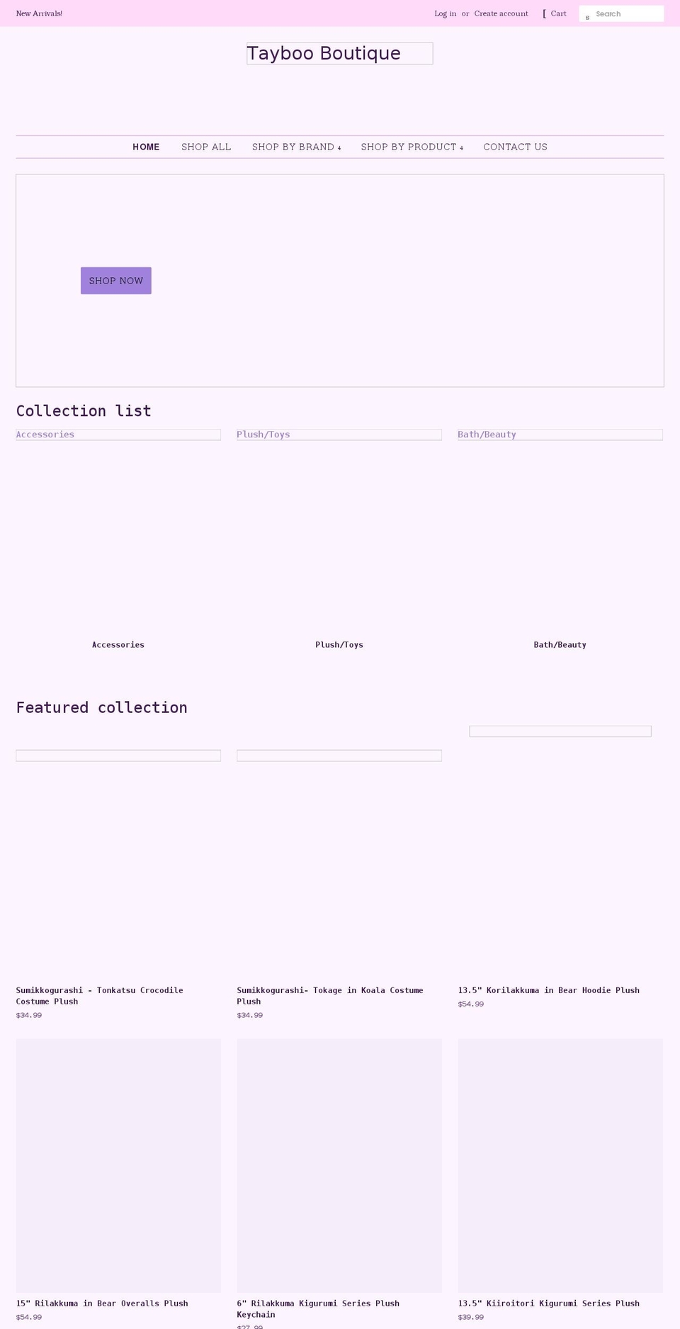 taybooboutique.com shopify website screenshot