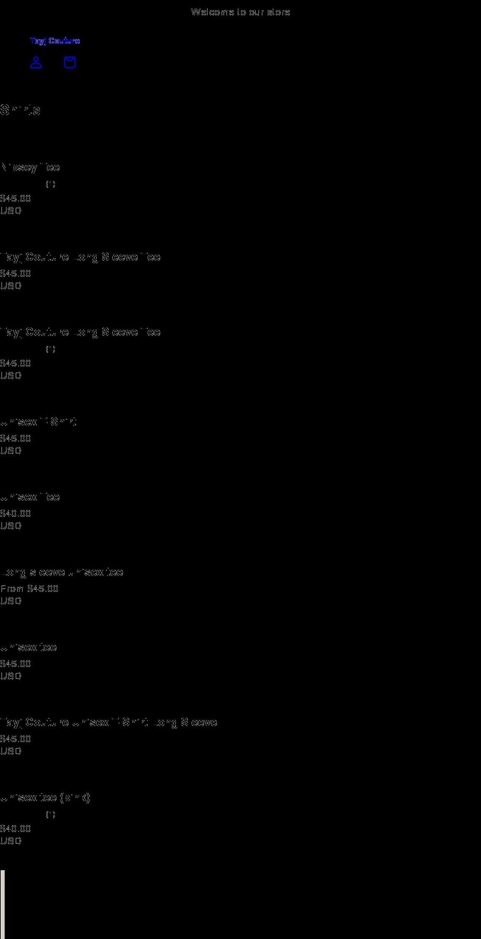 tayjcouture.com shopify website screenshot