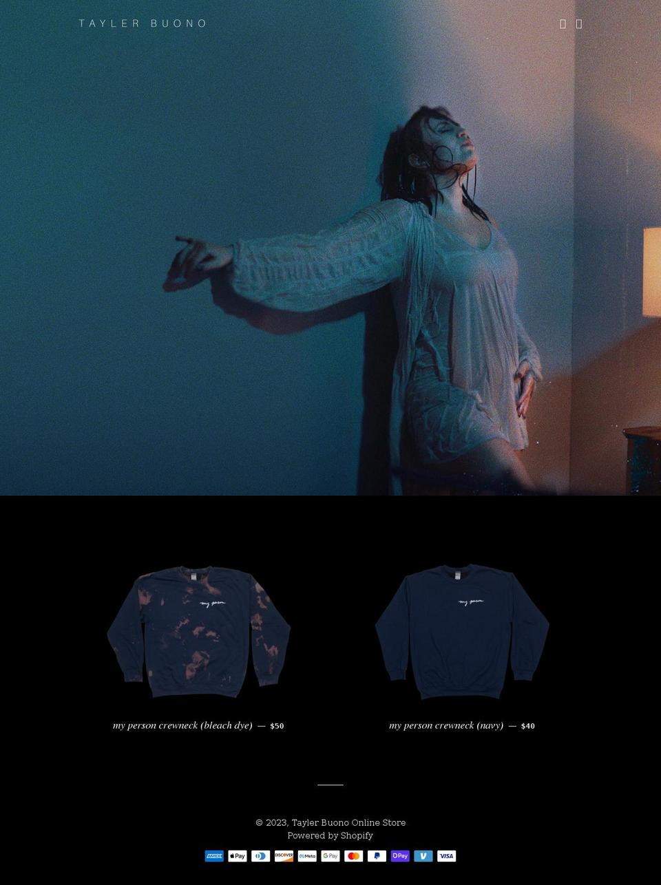 taylerbuono.myshopify.com shopify website screenshot