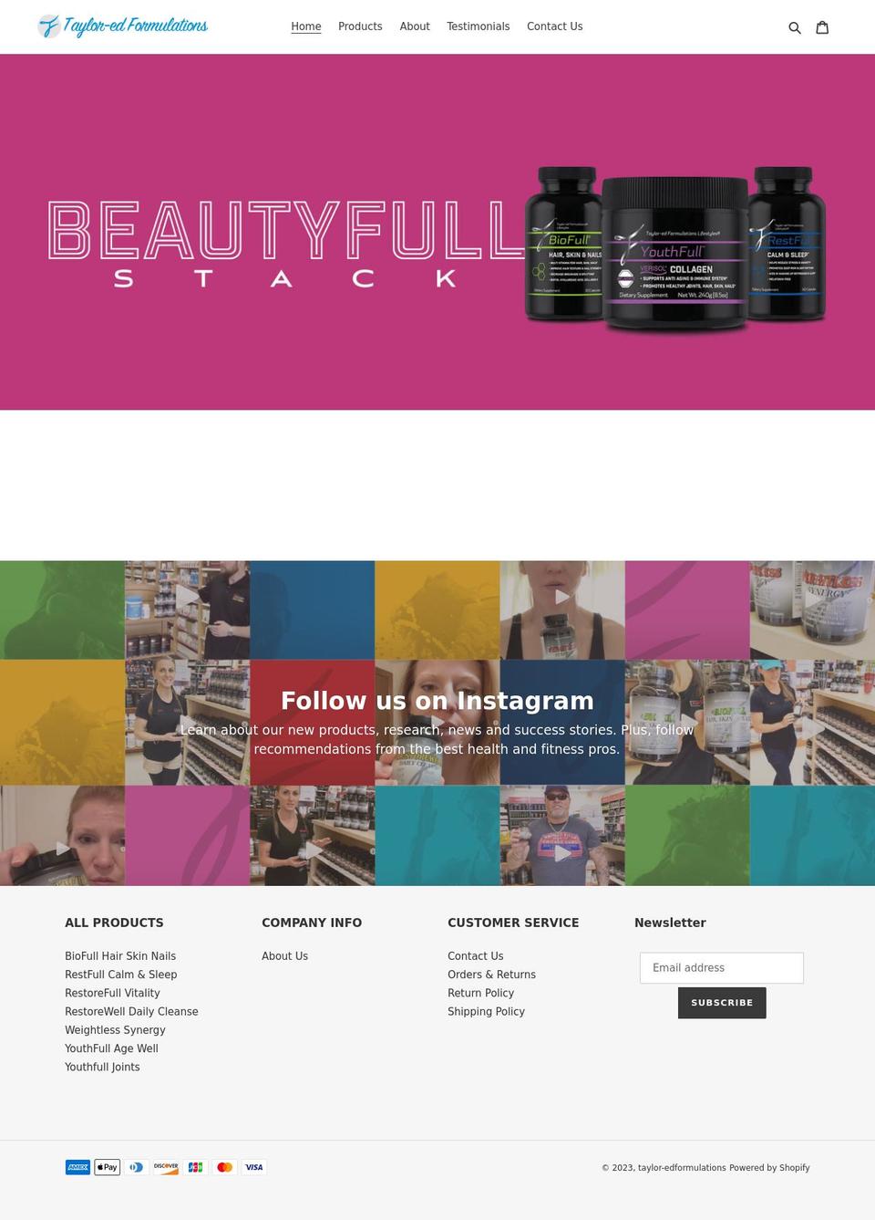 taylor-edformulations.com shopify website screenshot