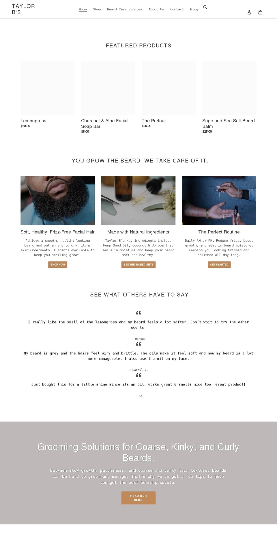 taylorbsbeardoil.com shopify website screenshot