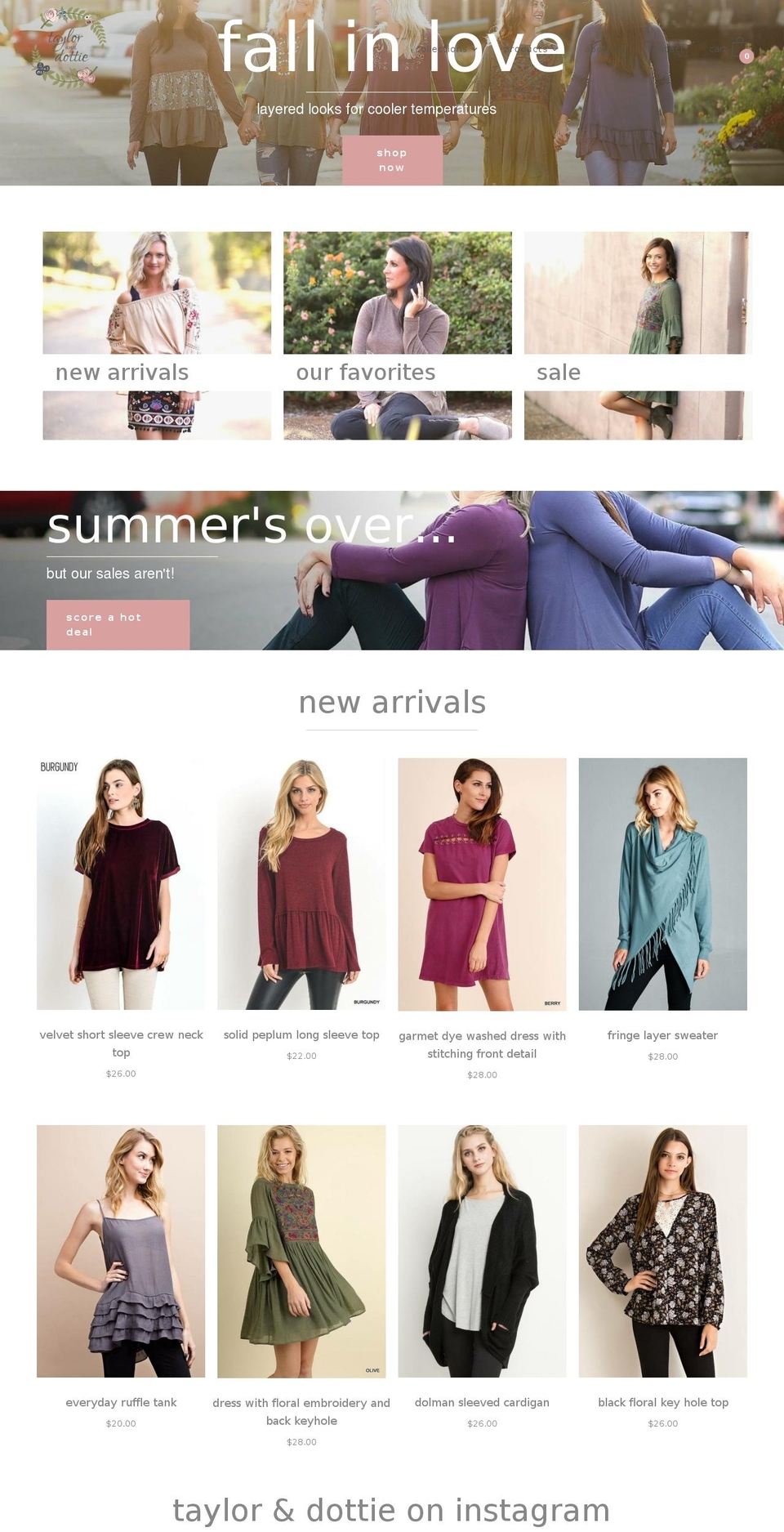 taylordottie.com — Shopify storefront screenshot