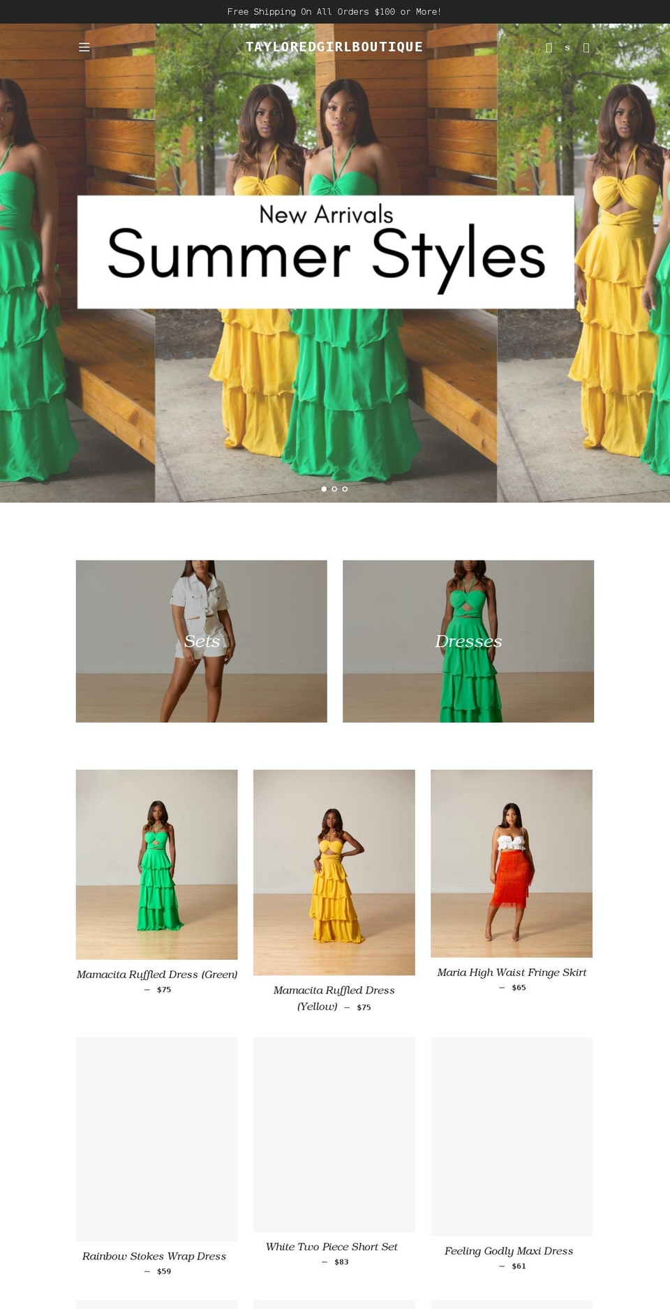 tayloredgirlboutique.com — Shopify storefront screenshot