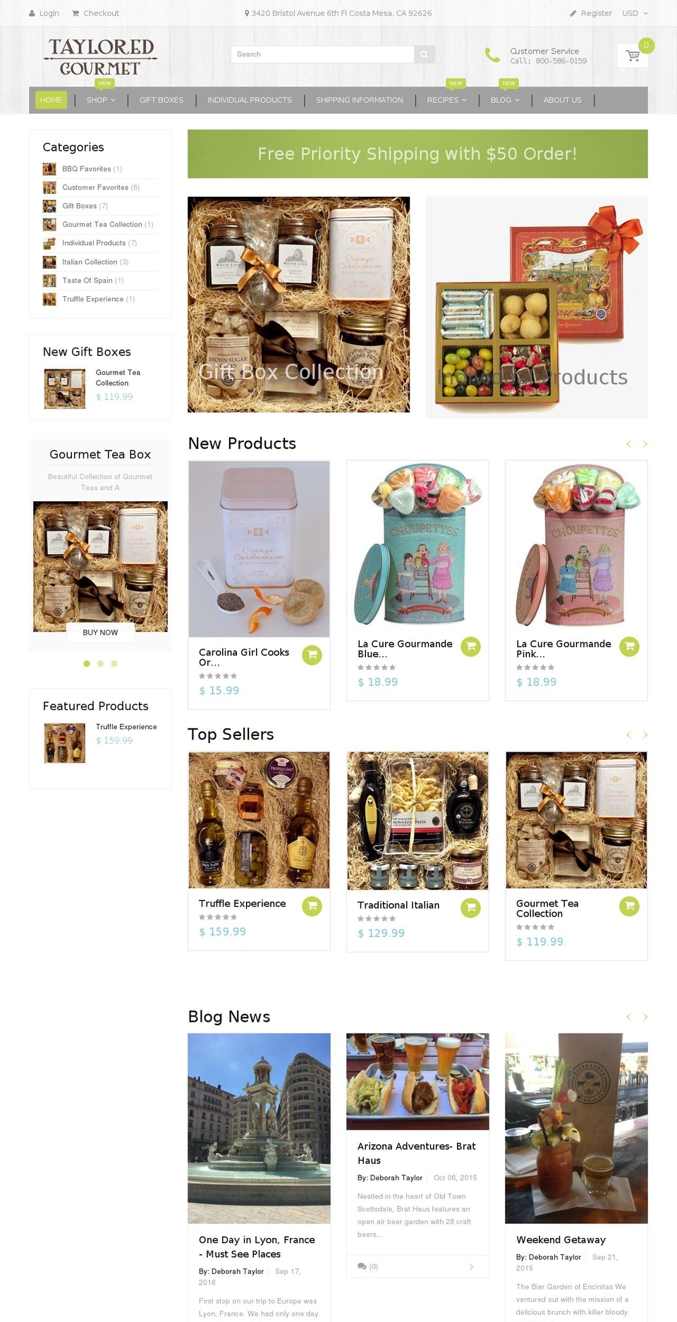 Green Theme Shopify theme site example tayloredgourmet.com