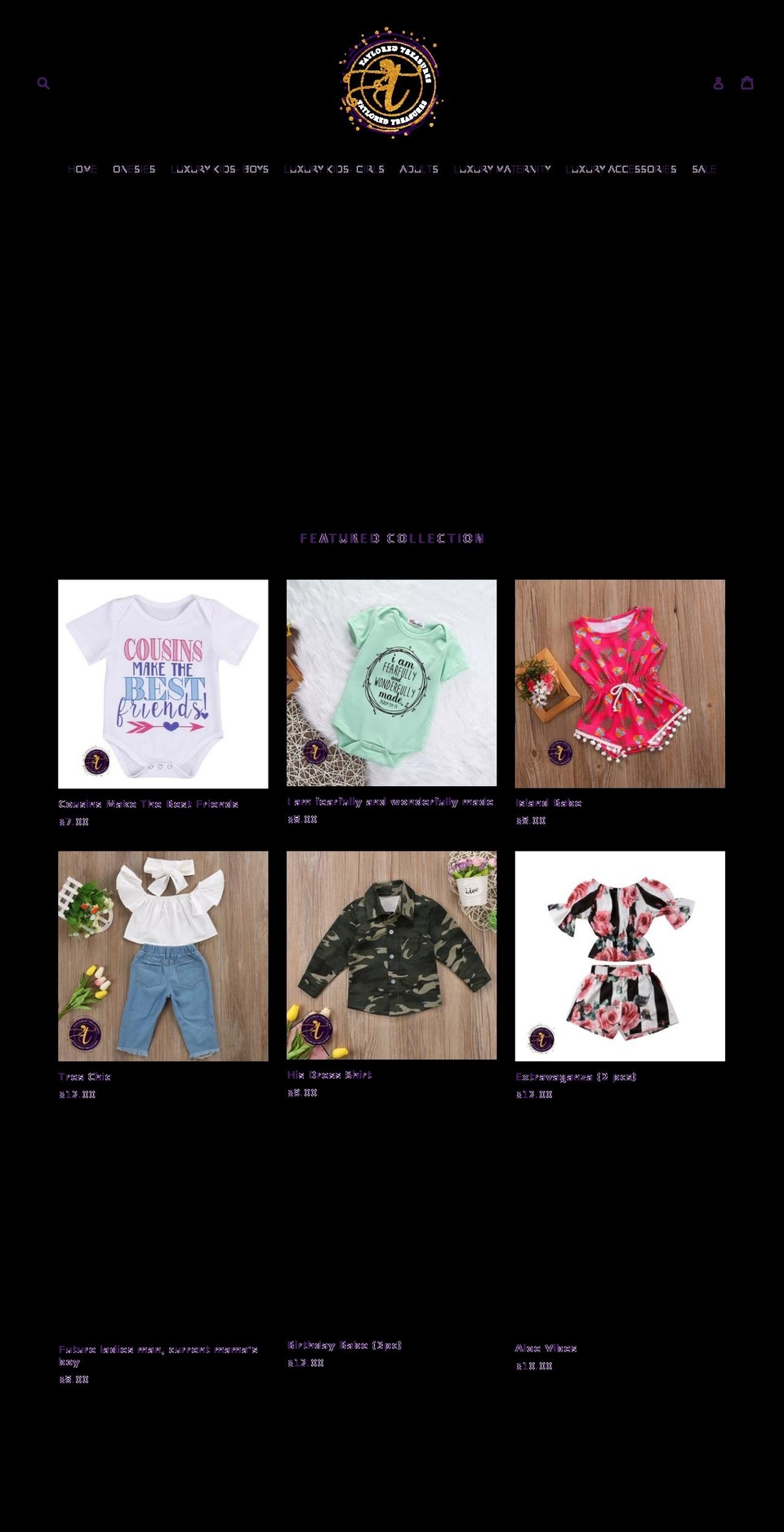 tayloredtreasure.com — Shopify storefront screenshot