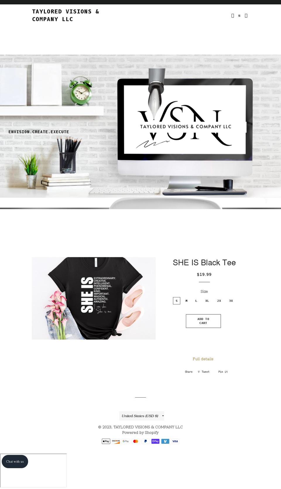 tayloredvisionsllc.com shopify website screenshot