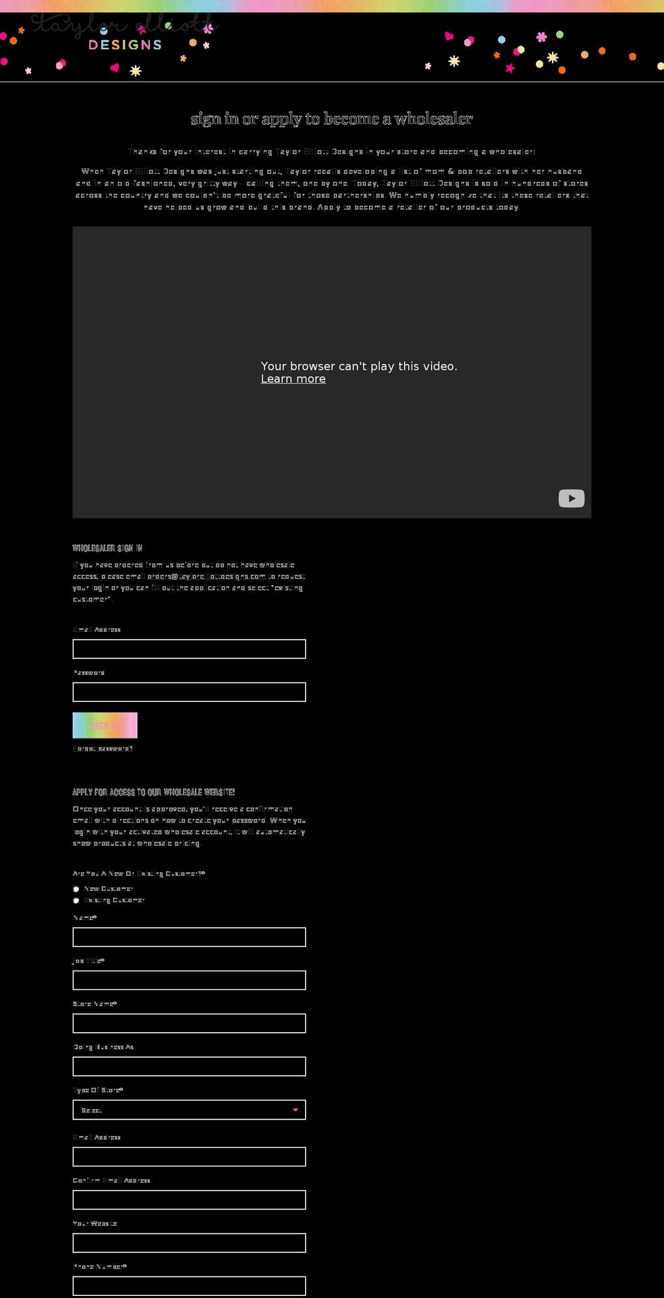 taylorelliottwholesale.com — Shopify storefront screenshot