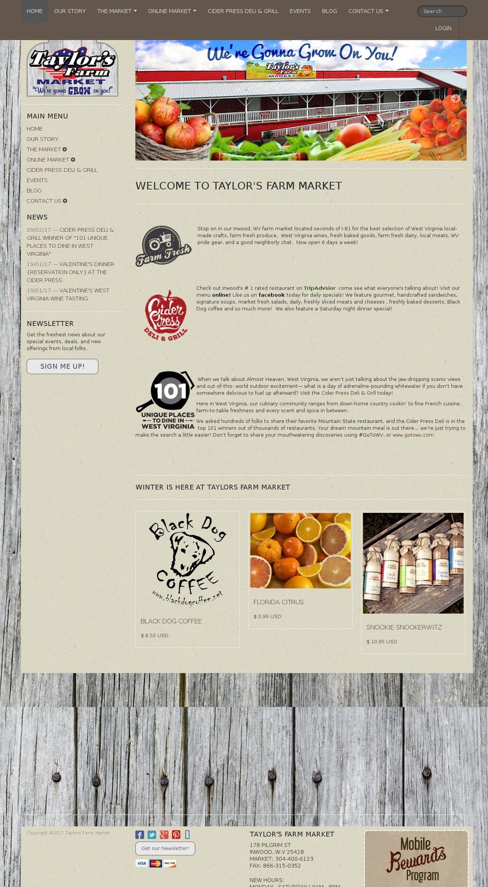 Lucid One Shopify theme site example taylorfarmsmarket.com