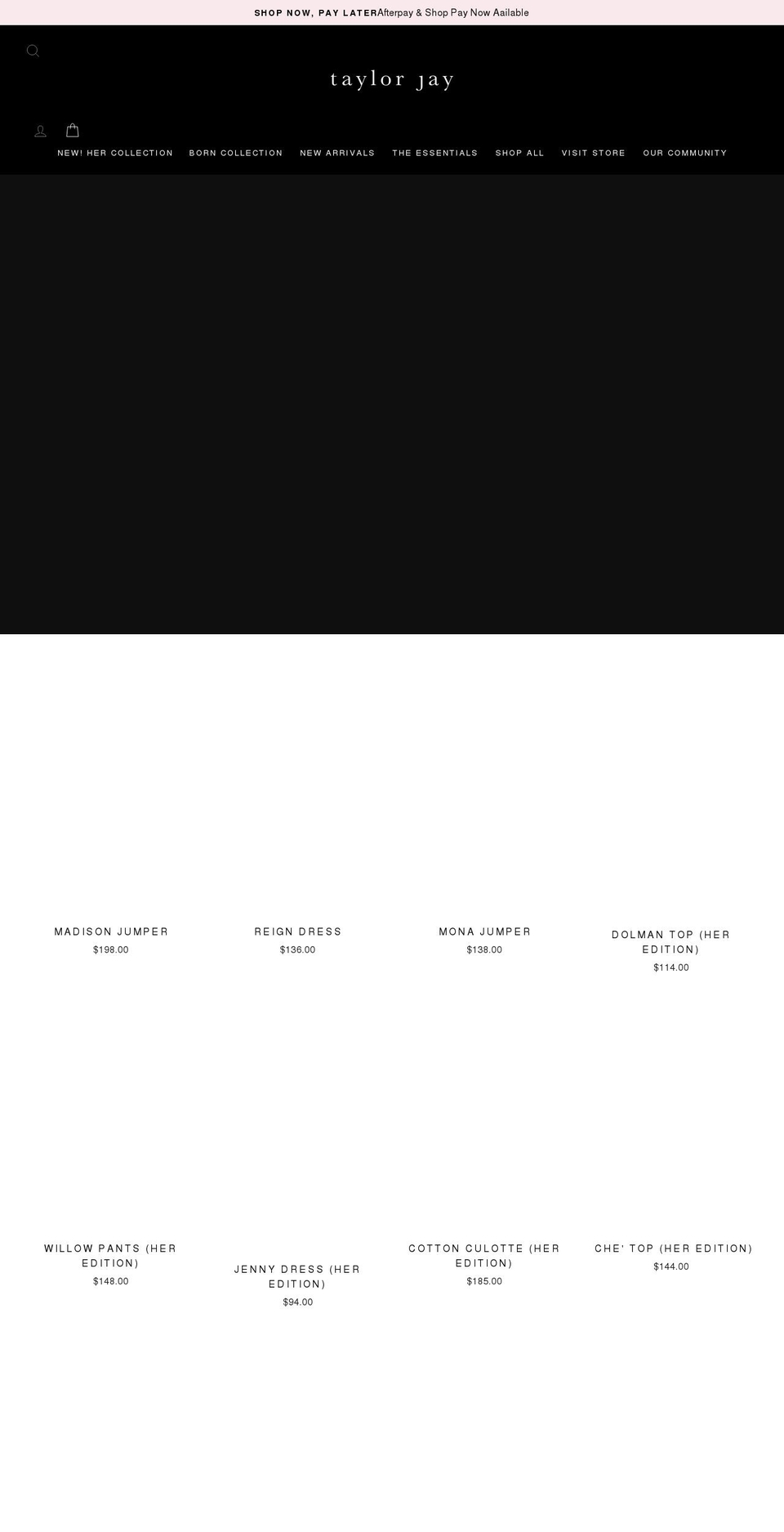 taylorjaycollection.com shopify website screenshot