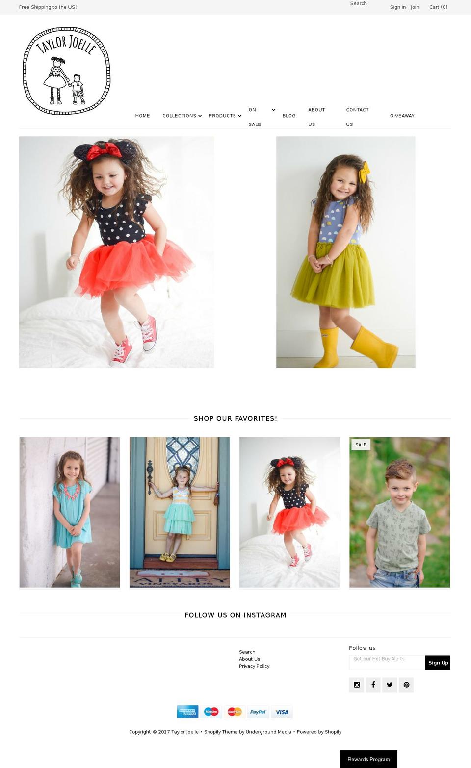 taylorjoelle.com shopify website screenshot