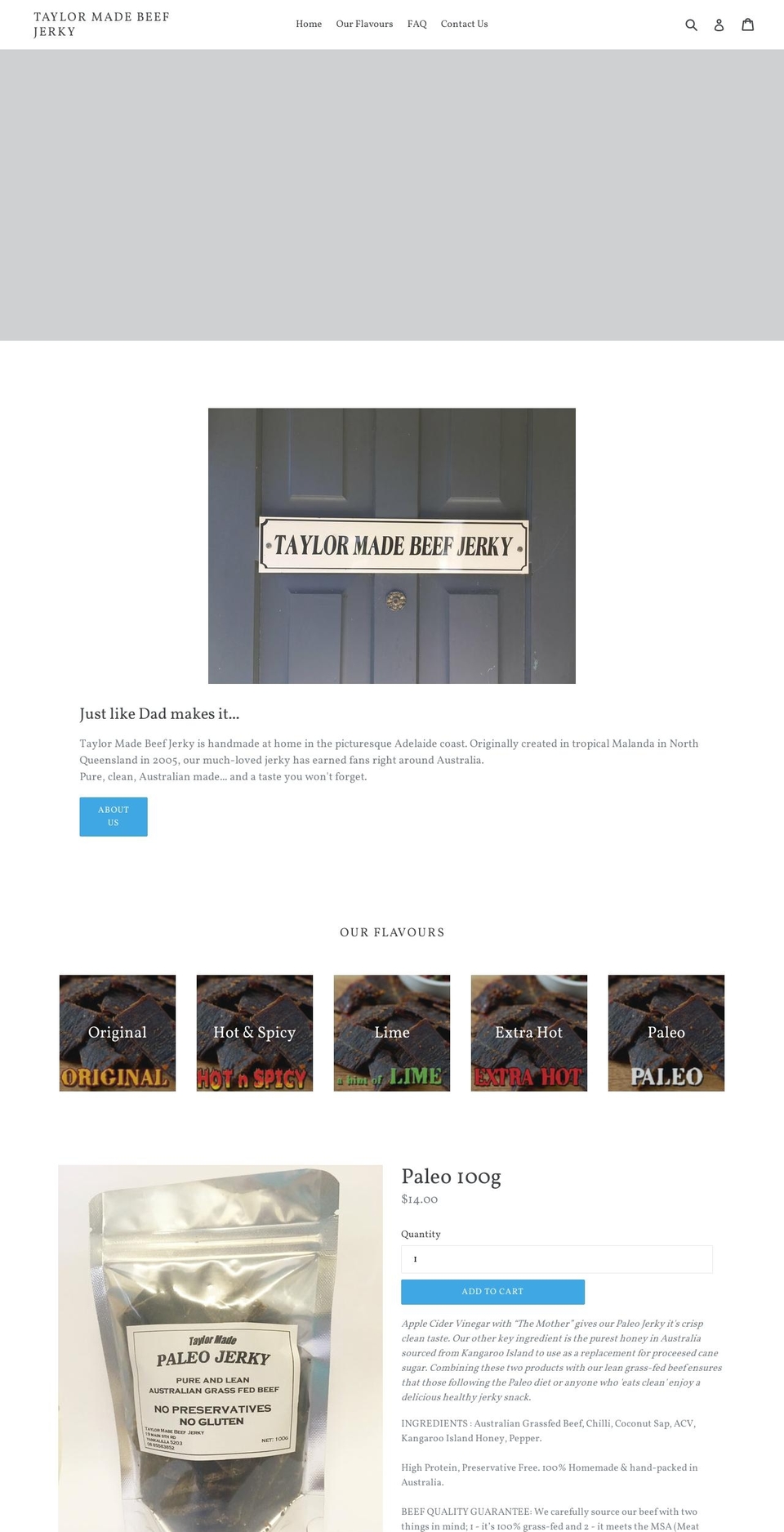 taylormadebeefjerky.com.au shopify website screenshot