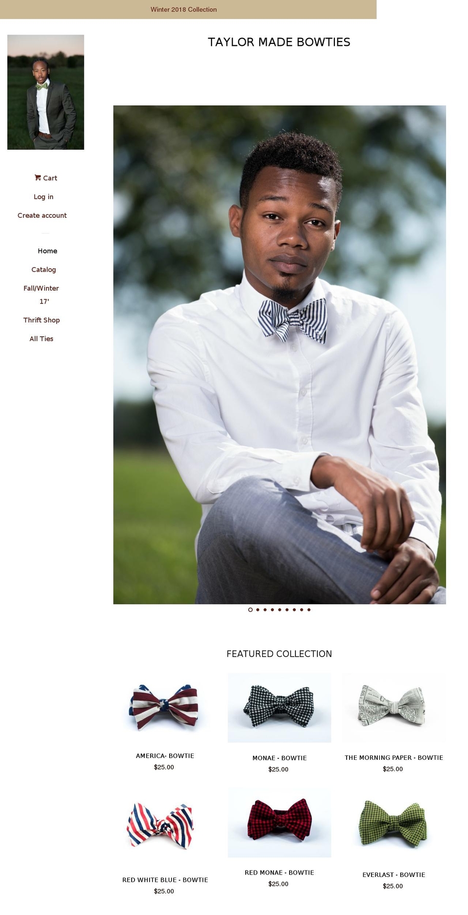 taylormadebowties.com shopify website screenshot