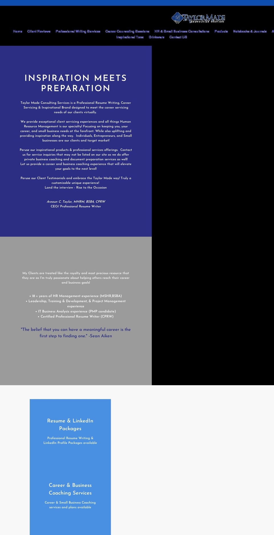 taylormadeconsultingservices.com shopify website screenshot