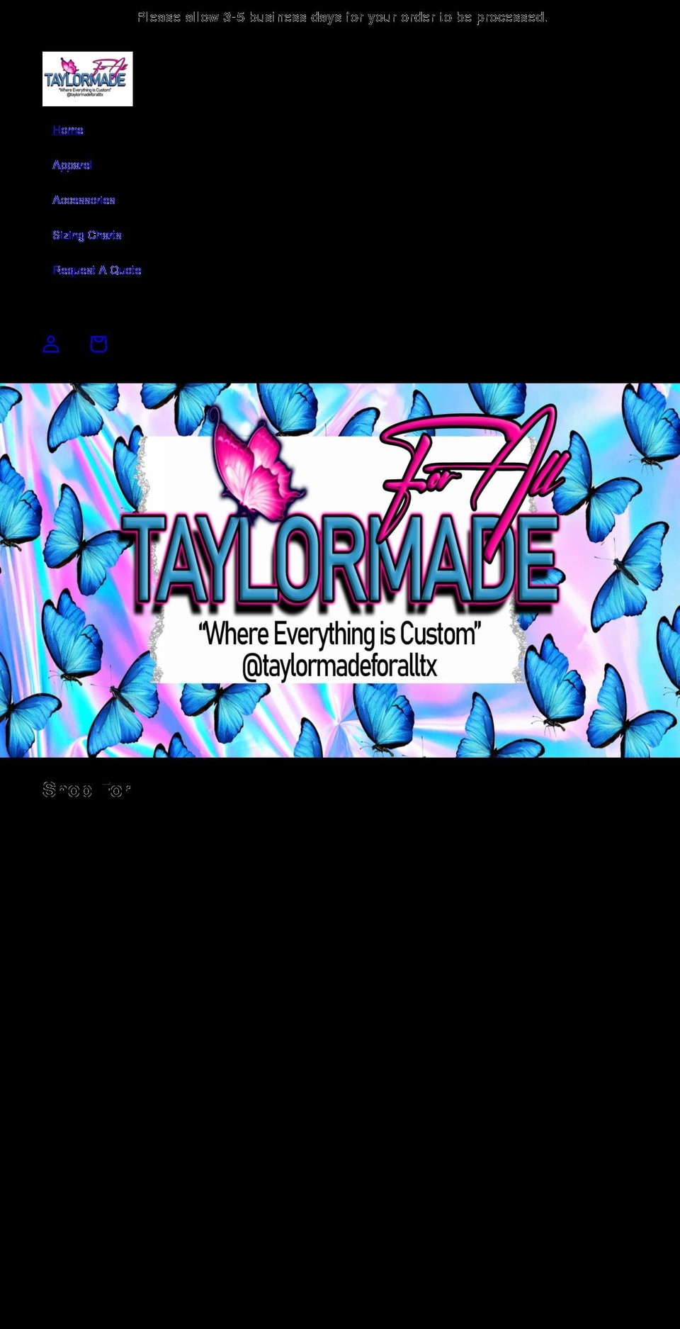taylormadeforall.com shopify website screenshot
