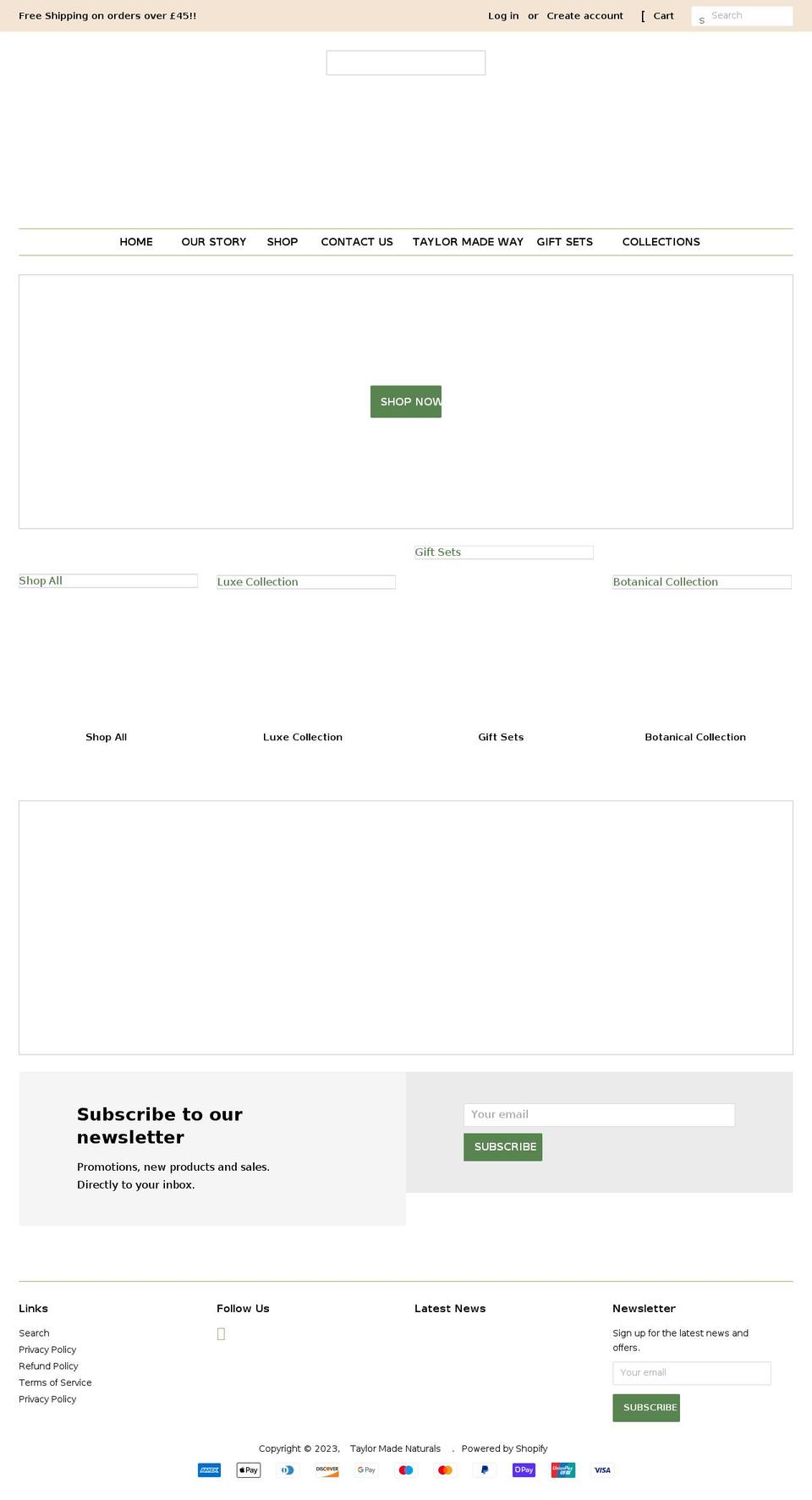 taylormadenaturals.co.uk shopify website screenshot