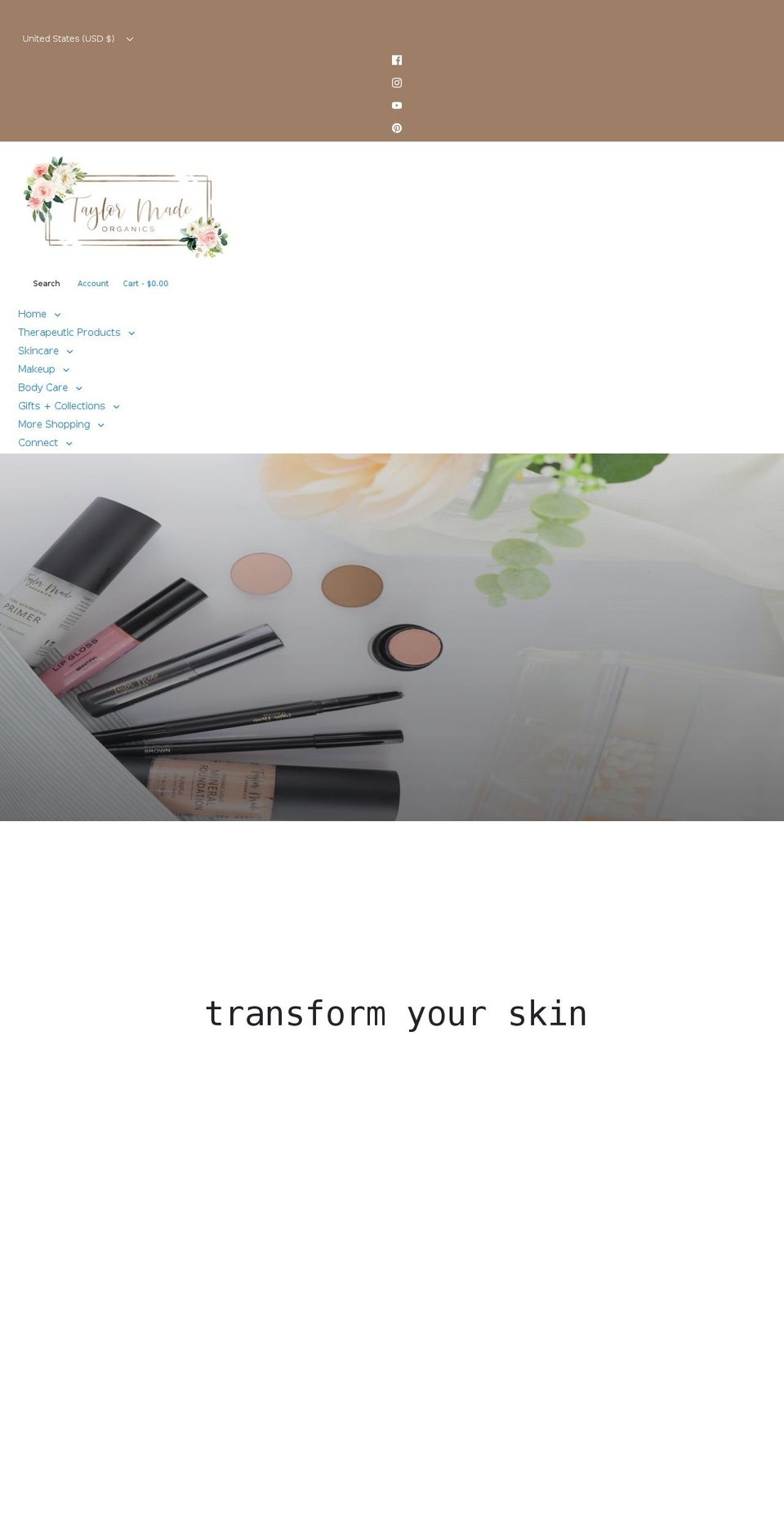taylormadeorganics.com shopify website screenshot