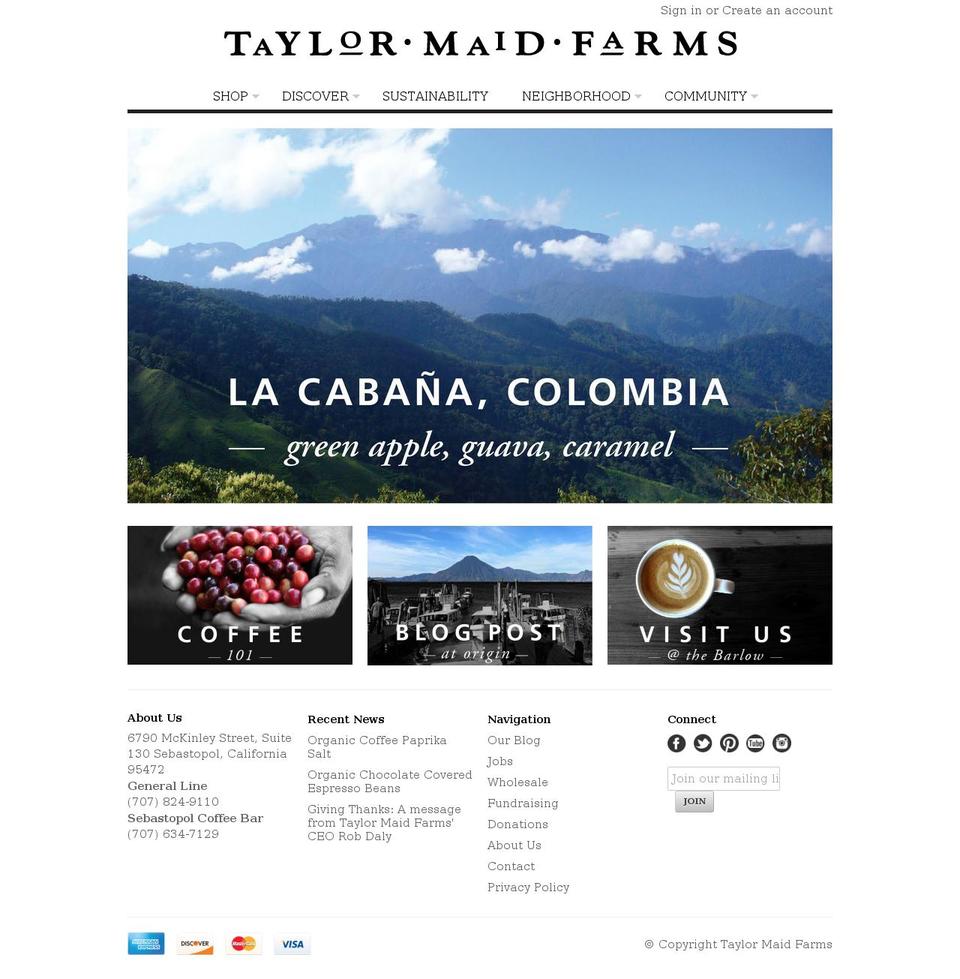 taylormaidfarms.info shopify website screenshot