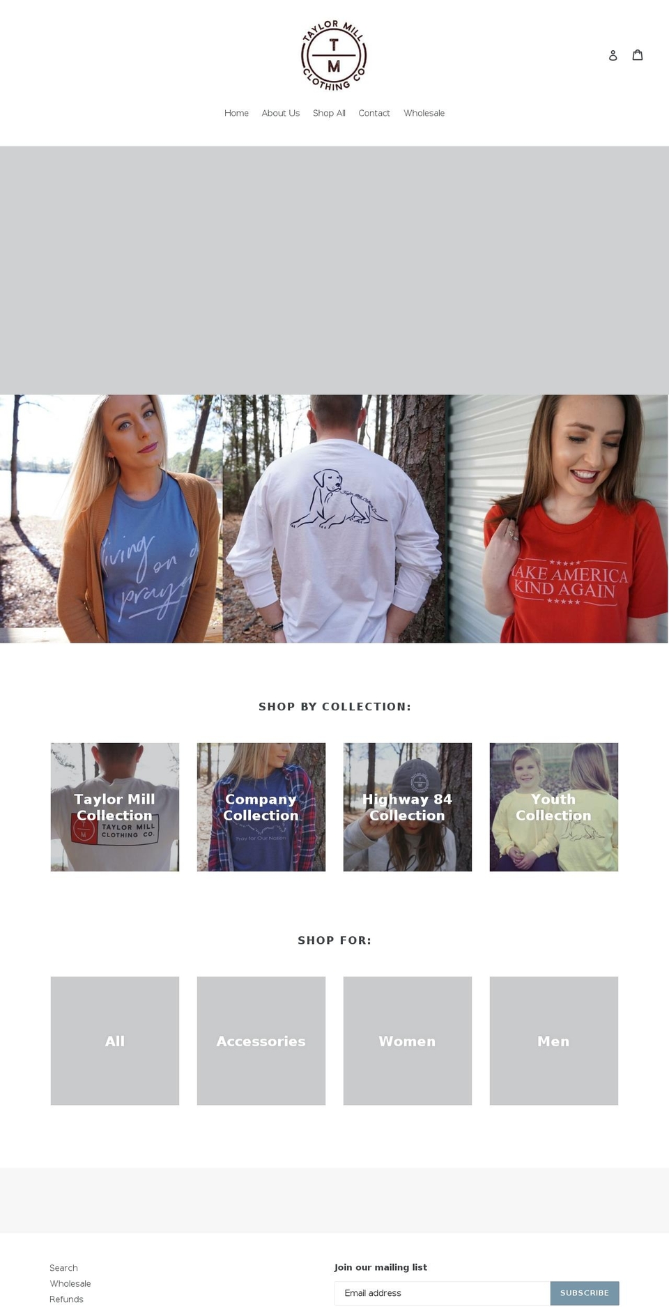 taylormillclothingcompany.com — Shopify storefront screenshot