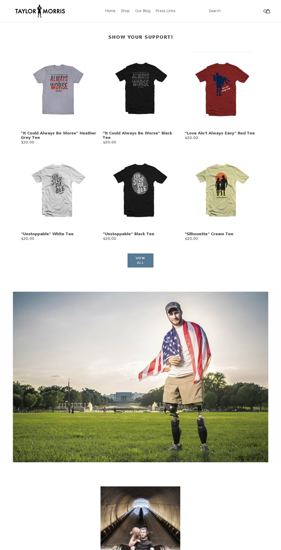 taylormorris.org shopify website screenshot