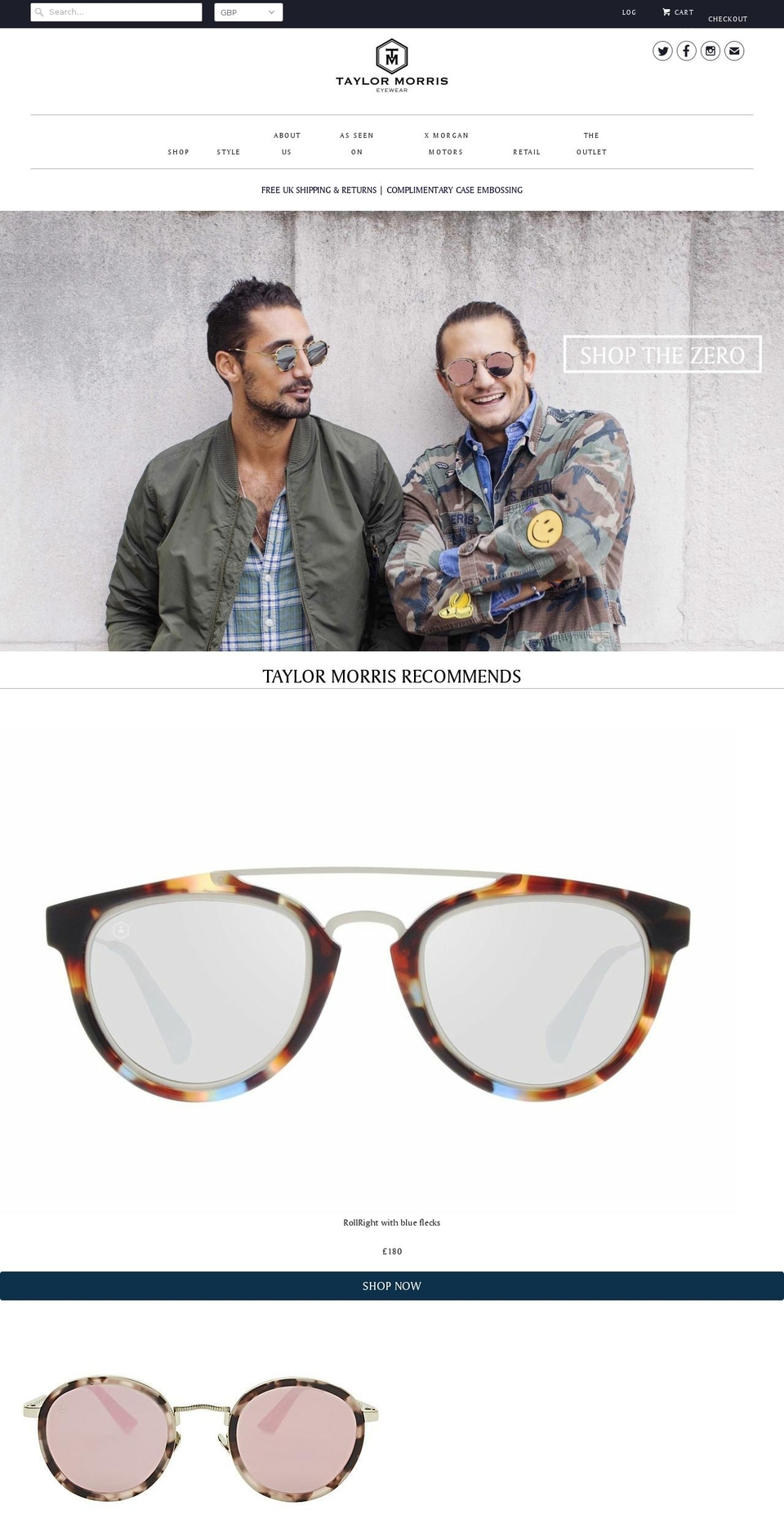 Latest TME Theme Shopify theme site example taylormorriseyewear.com