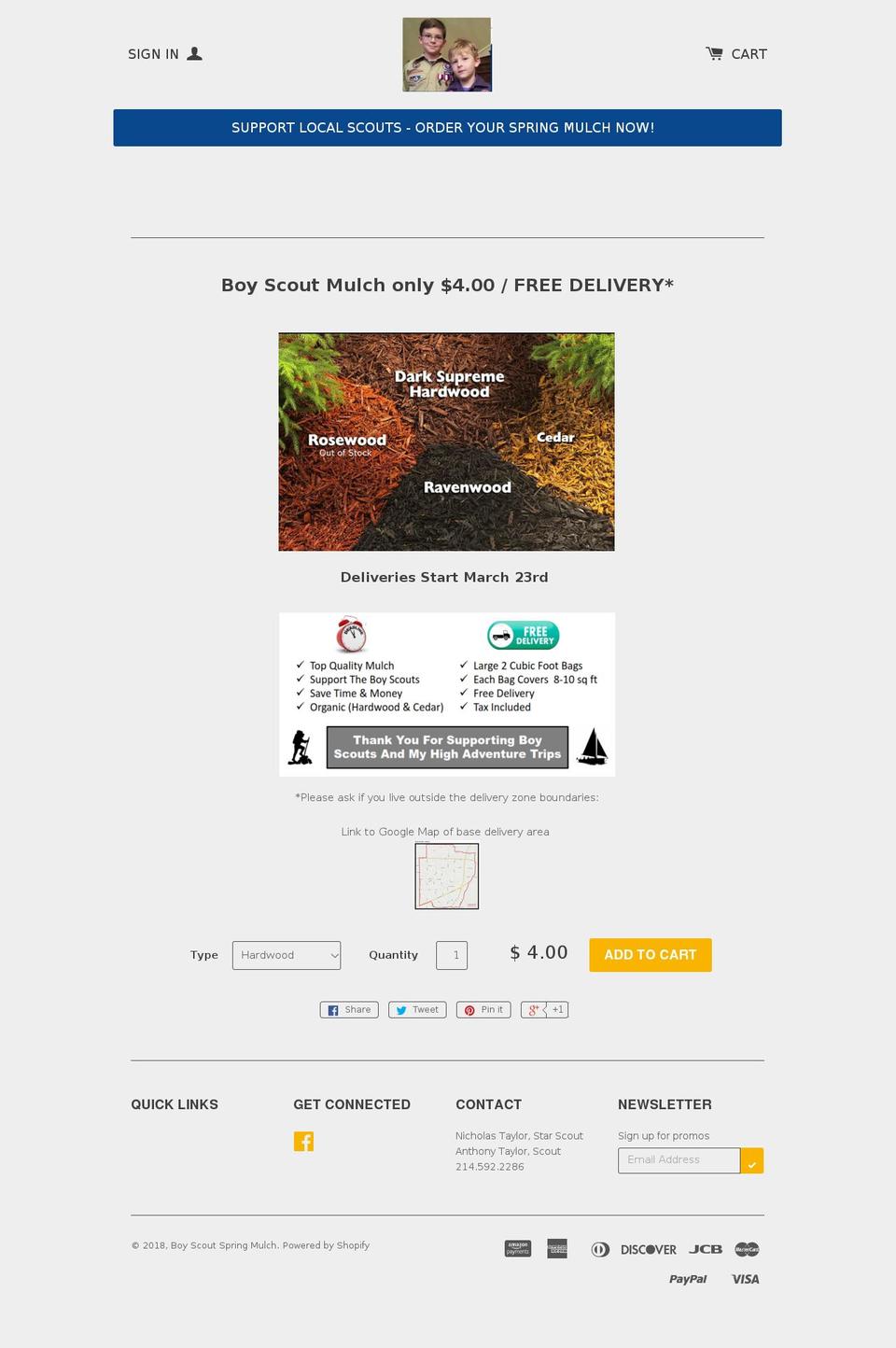 taylorscouts.com — Shopify storefront screenshot