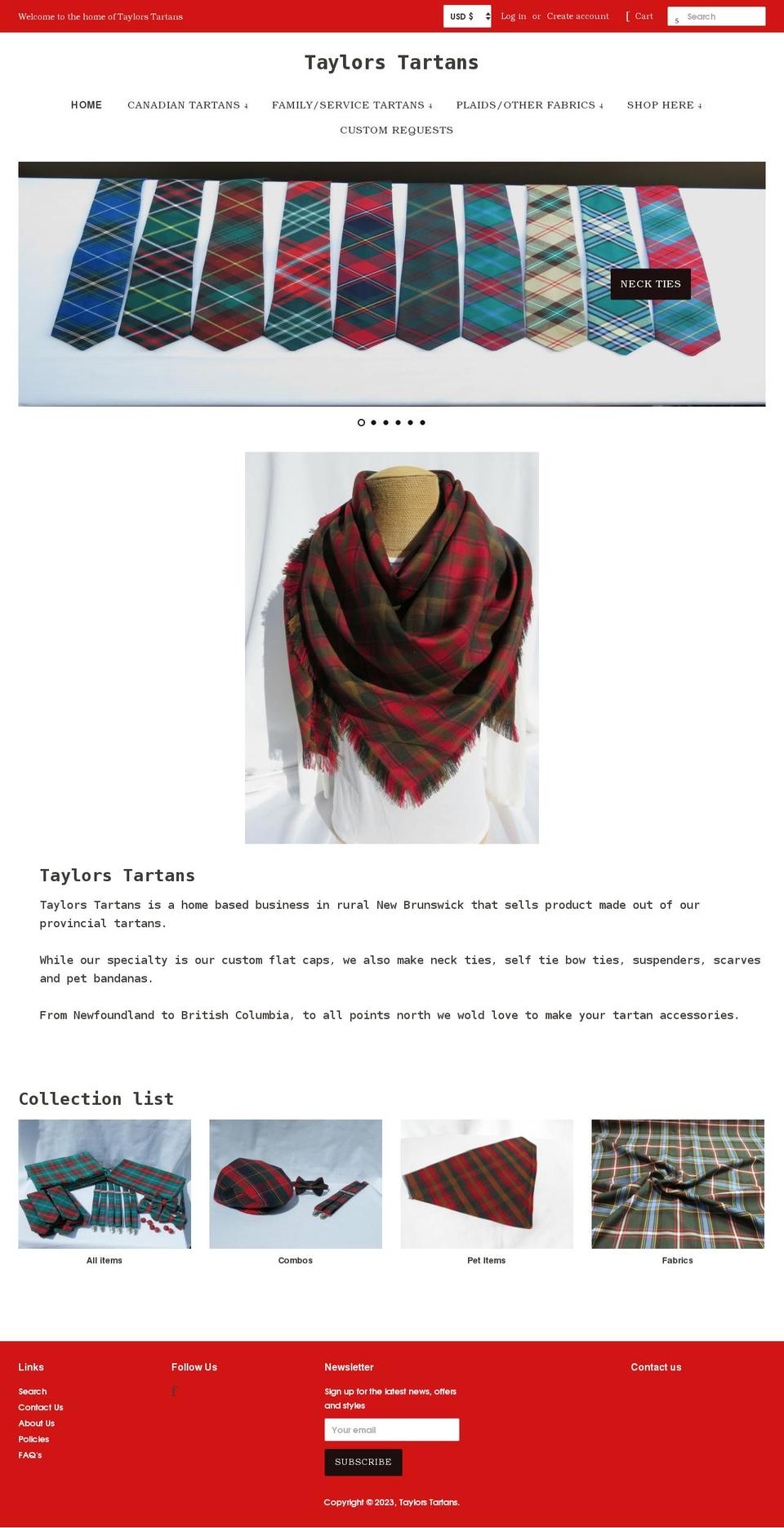taylorstartans.com shopify website screenshot