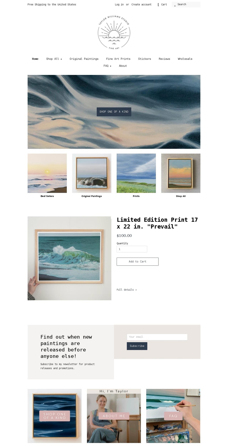 taylorwilliamsstudio.com shopify website screenshot