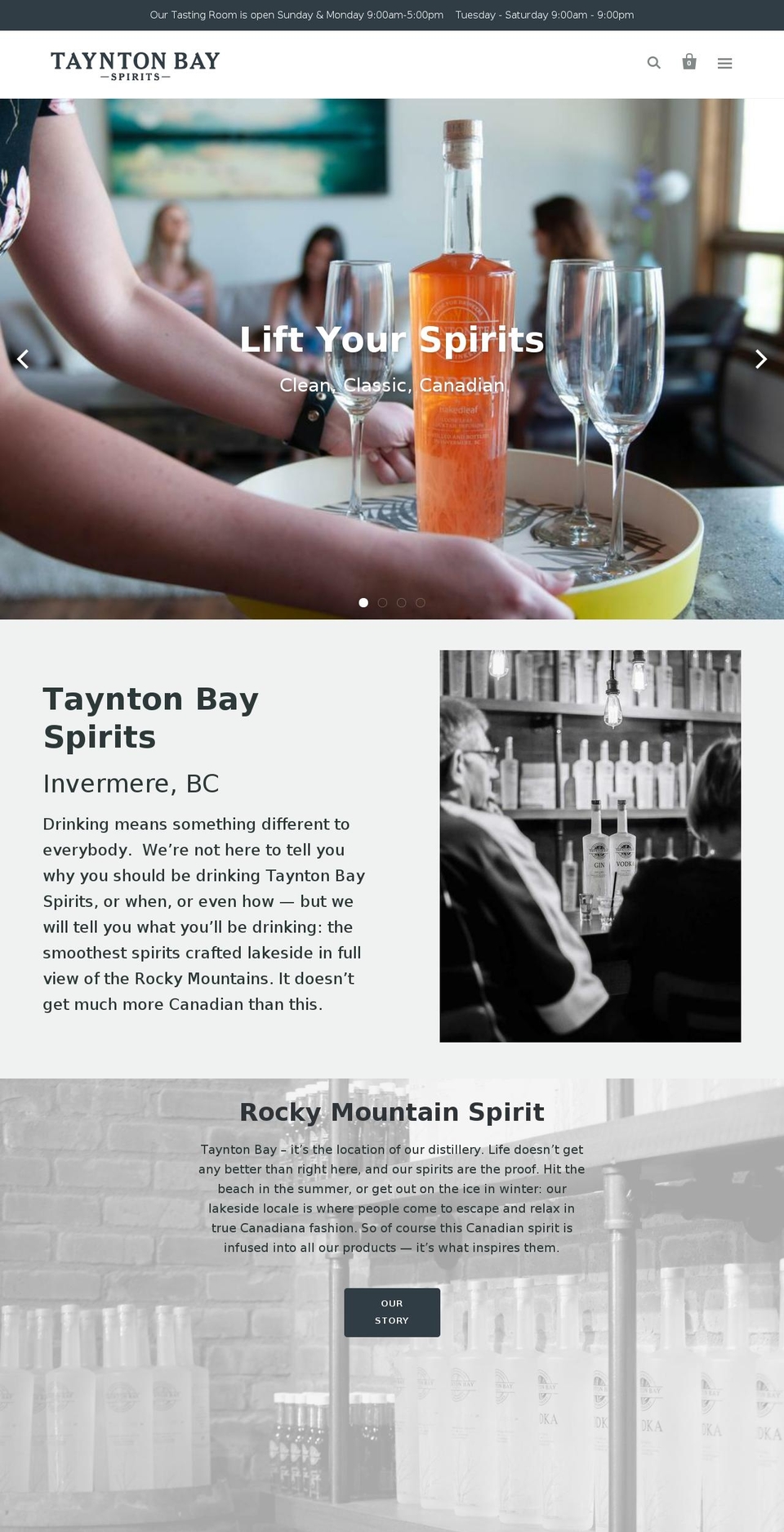 tayntonbayspirits.com shopify website screenshot